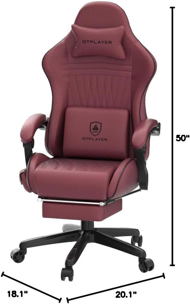GTPLAYER Gaming Chair, Computer Chair with Footrest and Bluetooth Speakers, High Back Ergonomic Music Game Chair, Reclining Game Chair with Linkage Armrests for Adults and Kids (WineRed) - Image 4