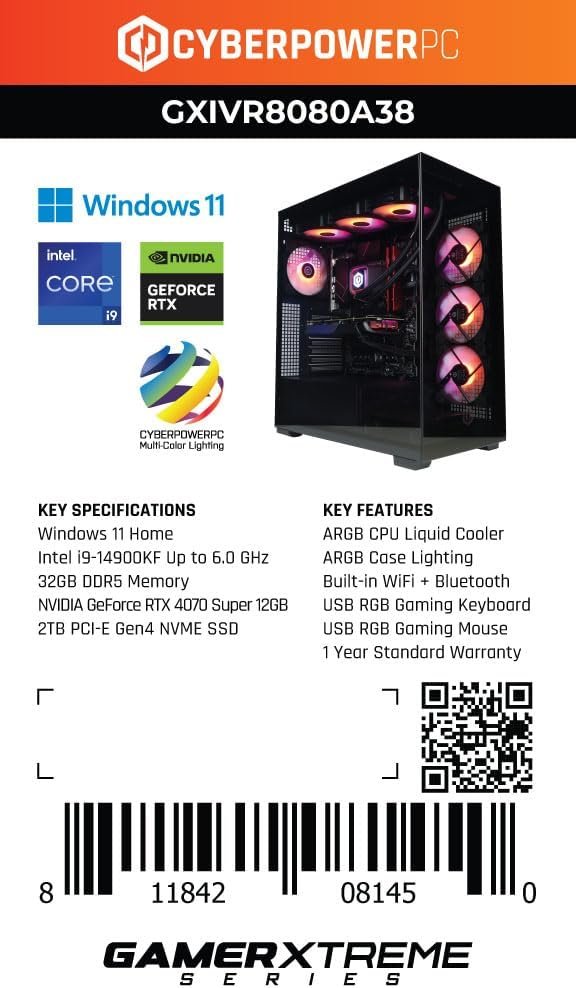 CyberPowerPC Gamer Xtreme VR Gaming PC, Intel Core i9-14900KF 3.2GHz, GeForce RTX 4070 Super 12GB, 32GB DDR5, 2TB PCIe Gen4 SSD, WiFi Ready & Windows 11 Home (GXiVR8080A38) - Image 8