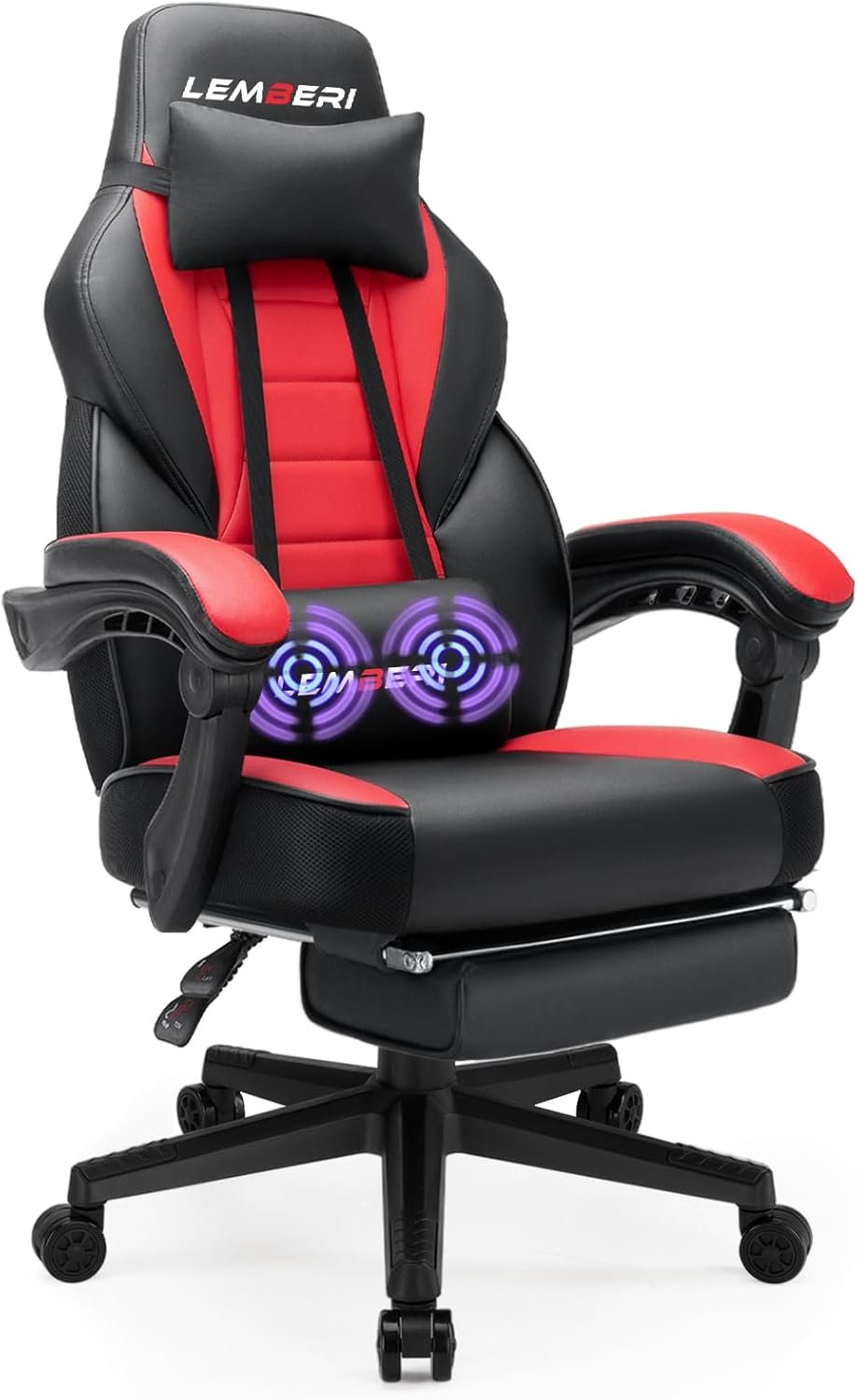 LEMBERI Video Game Chairs with footrest, Big and Tall Gamer Chair for Adults, 400lb Capacity, Racing Style Computer Chair with Headrest and Lumbar Support - Image 2