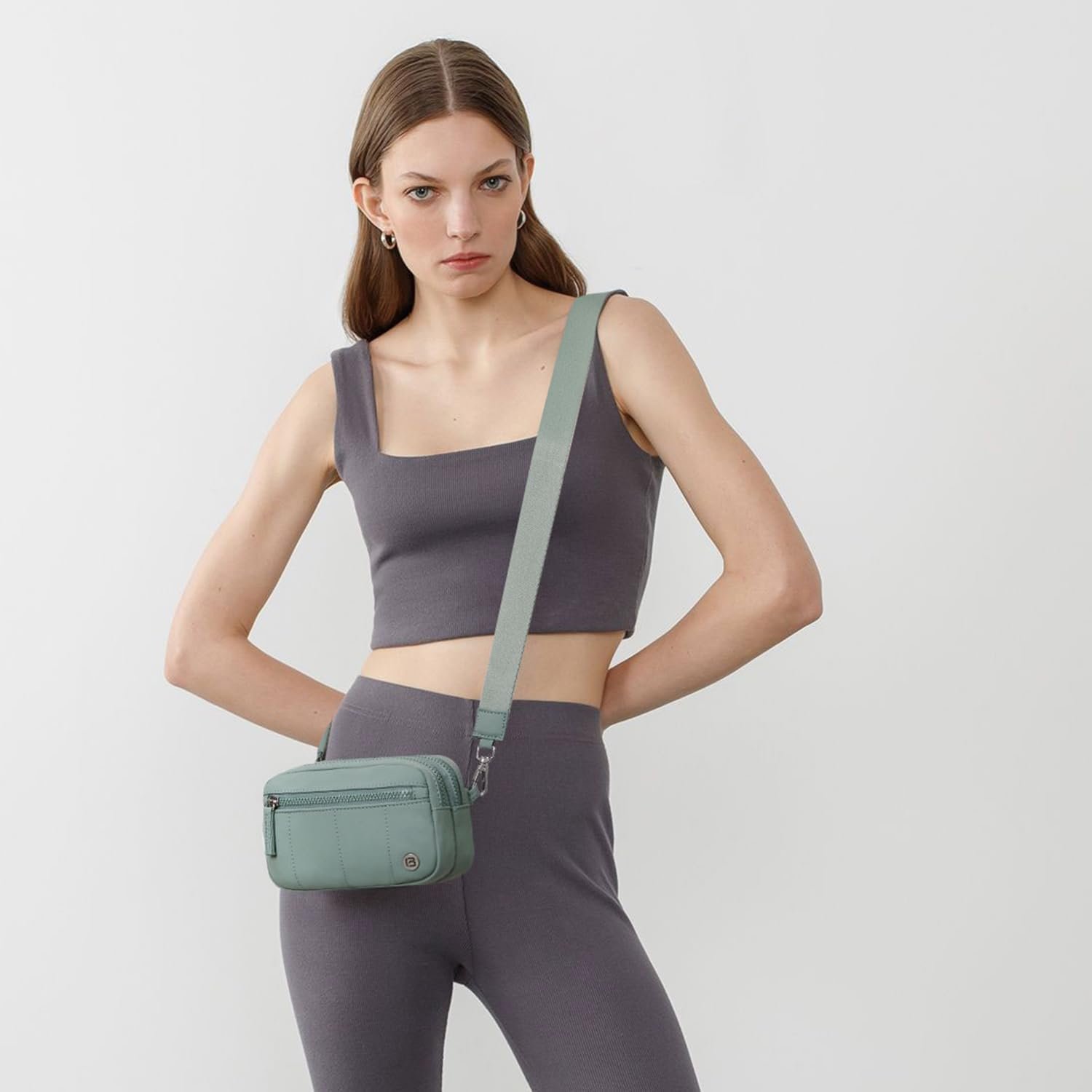 POIUGOYA Small Nylon Crossbody Bags for Women,RFID Wristlet Purse Built in Wallet, 4 Zipper Crossbody Wallet Phone Organizer - Image 3