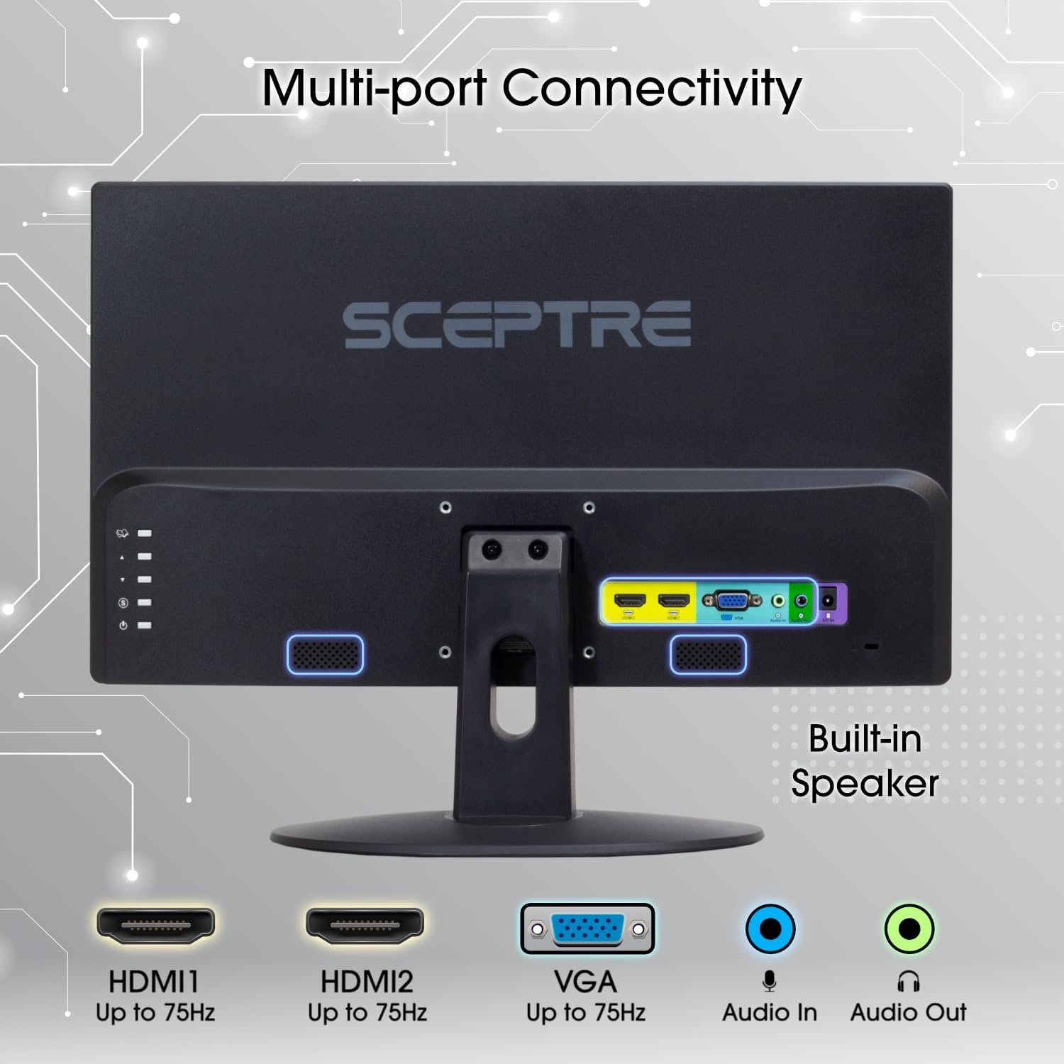 Sceptre 20" 1600x900 75Hz Ultra Thin LED Monitor 2x HDMI VGA Built-in Speakers, Machine Black Wide Viewing Angle 170° (Horizontal) / 160° (Vertical) - Image 3