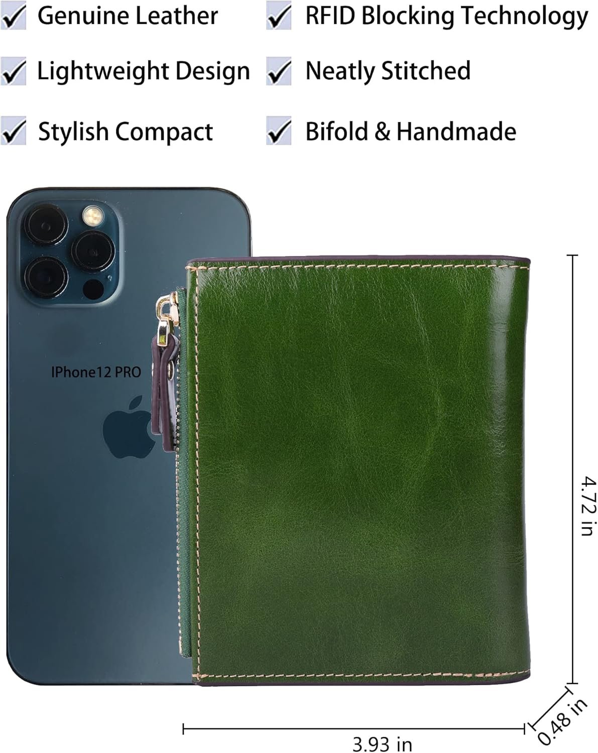 AINIMOER Women's RFID Blocking Leather Small Compact Bi-fold Zipper Pocket Wallet Card Case Purse with id Window - Image 5