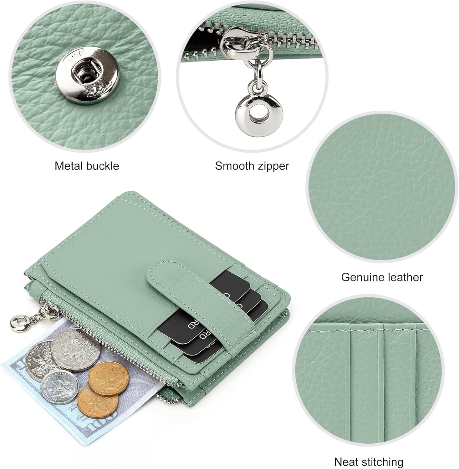 Slim Wallet for Women Thin Womens Card Holder RFID Blocking Genuine Leather Small Wallets - Image 6