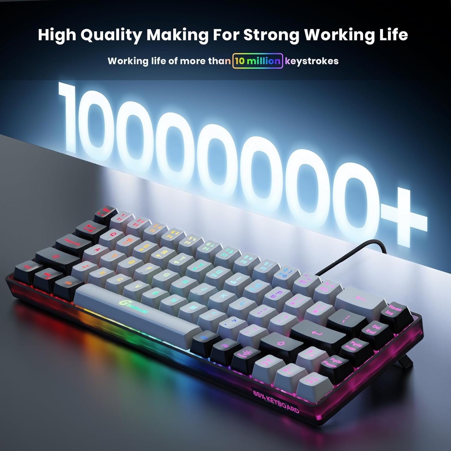 65% Gaming Keyboard, Wired Backlit Mini Keyboard, Ultra-Compact Anti-Ghosting No-Conflict 68 Keys Membrane Gaming Wired Keyboard for PC Laptop Windows Gamer - Image 4