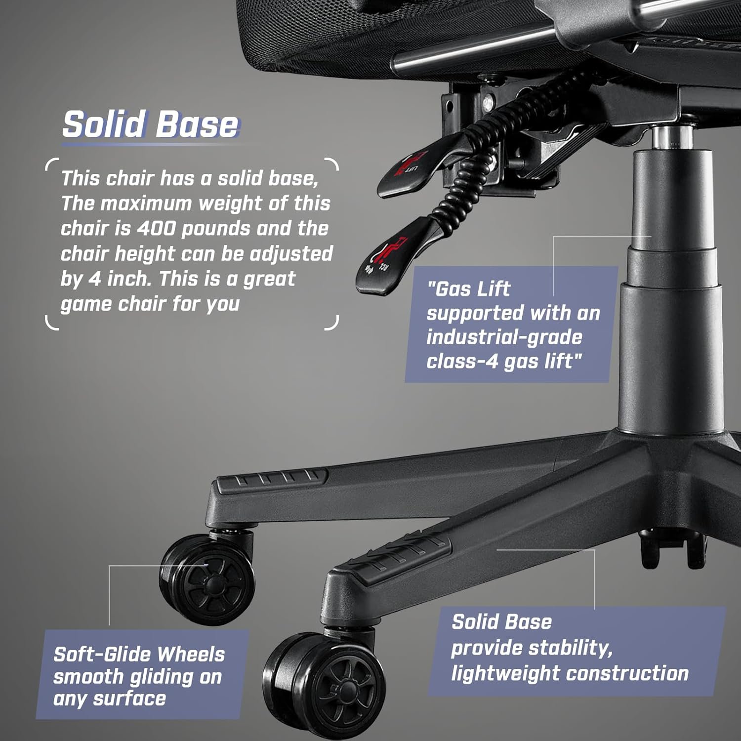 LEMBERI Video Game Chairs with footrest, Big and Tall Gamer Chair for Adults, 400lb Capacity, Racing Style Computer Chair with Headrest and Lumbar Support - Image 7