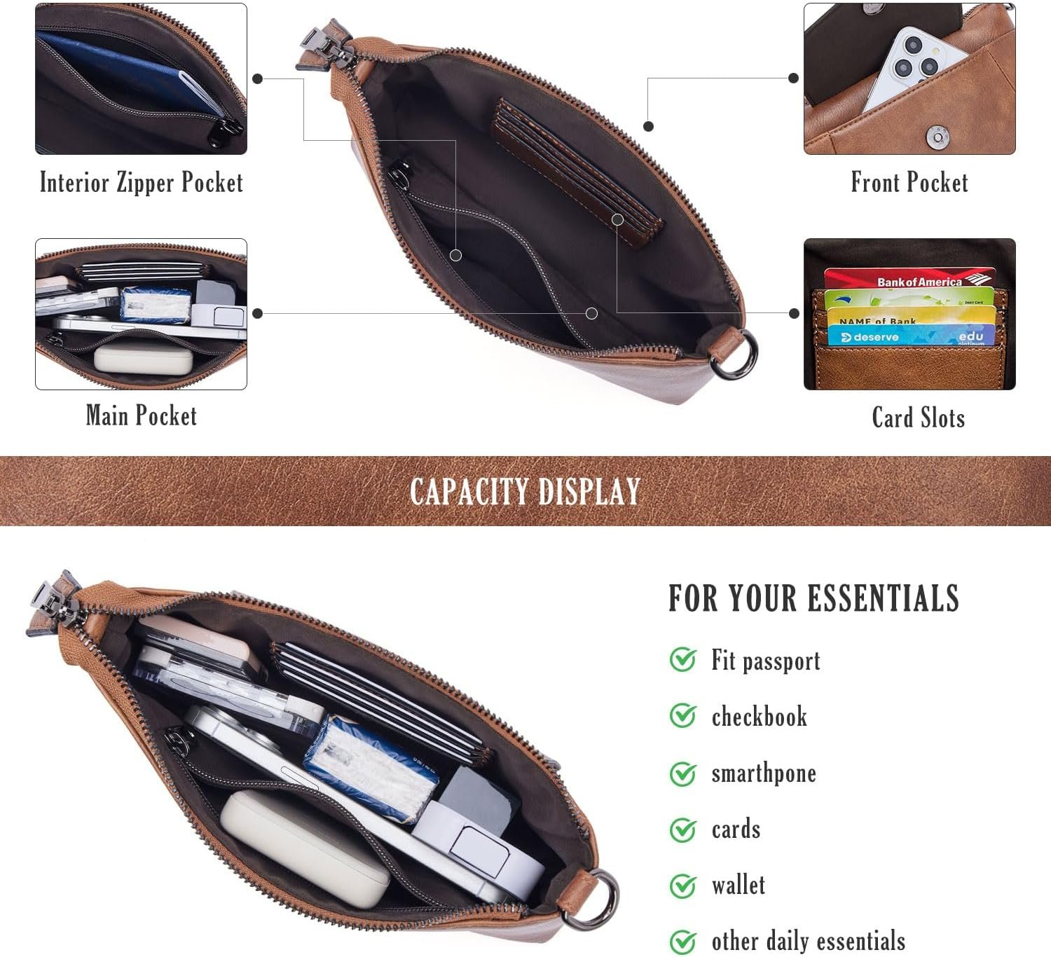 Small Crossbody Bags for Women, Cell Phone Bag Mini Over Wristlets Handbag Wallet Purse with Card Slots - Image 5