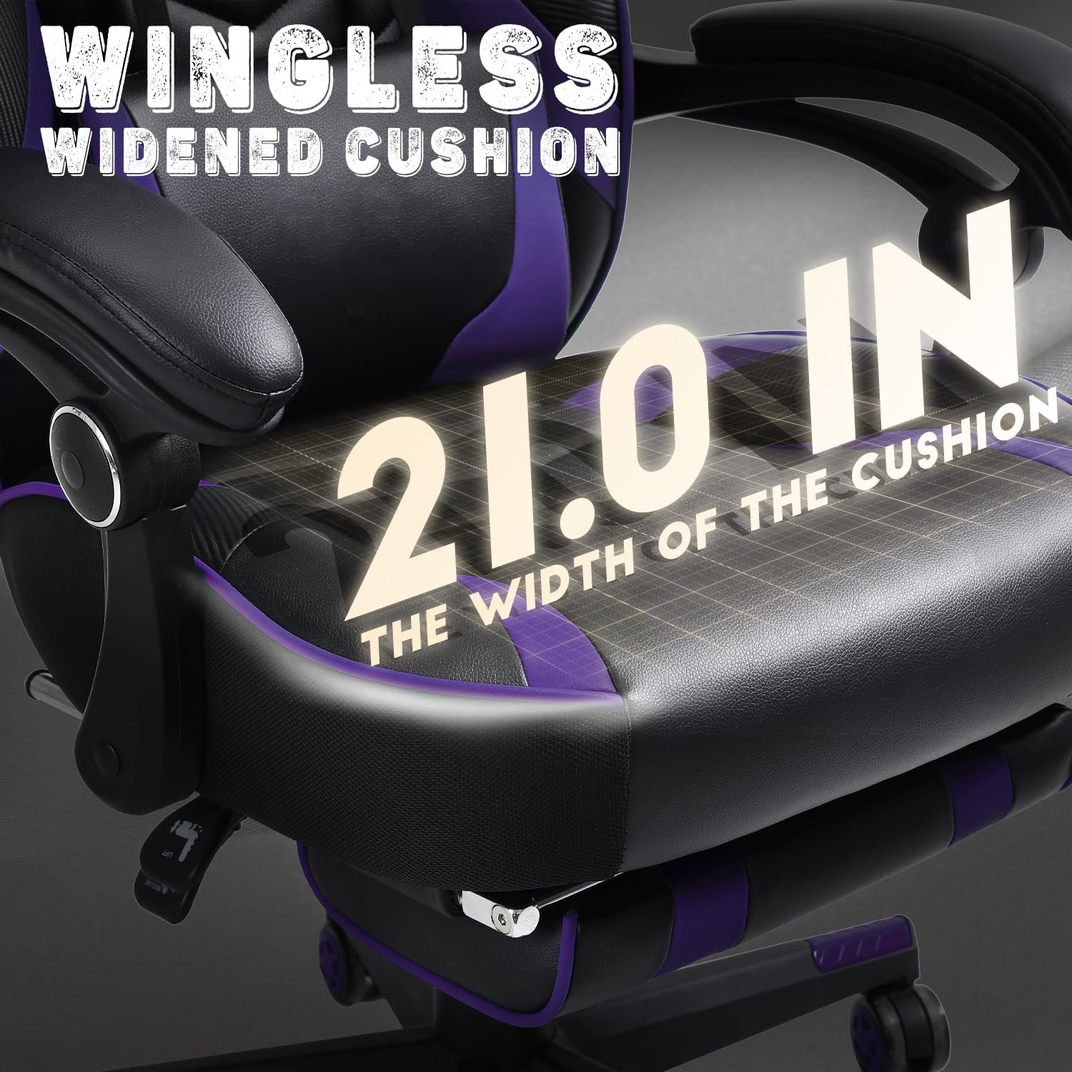 Vonesse Gaming Chair for Adults,Computer Chair with High Back,Big and Tall Gaming Chairs with Footrest and Massage,Reclining Gamer Chair(Purple/Black) - Image 6