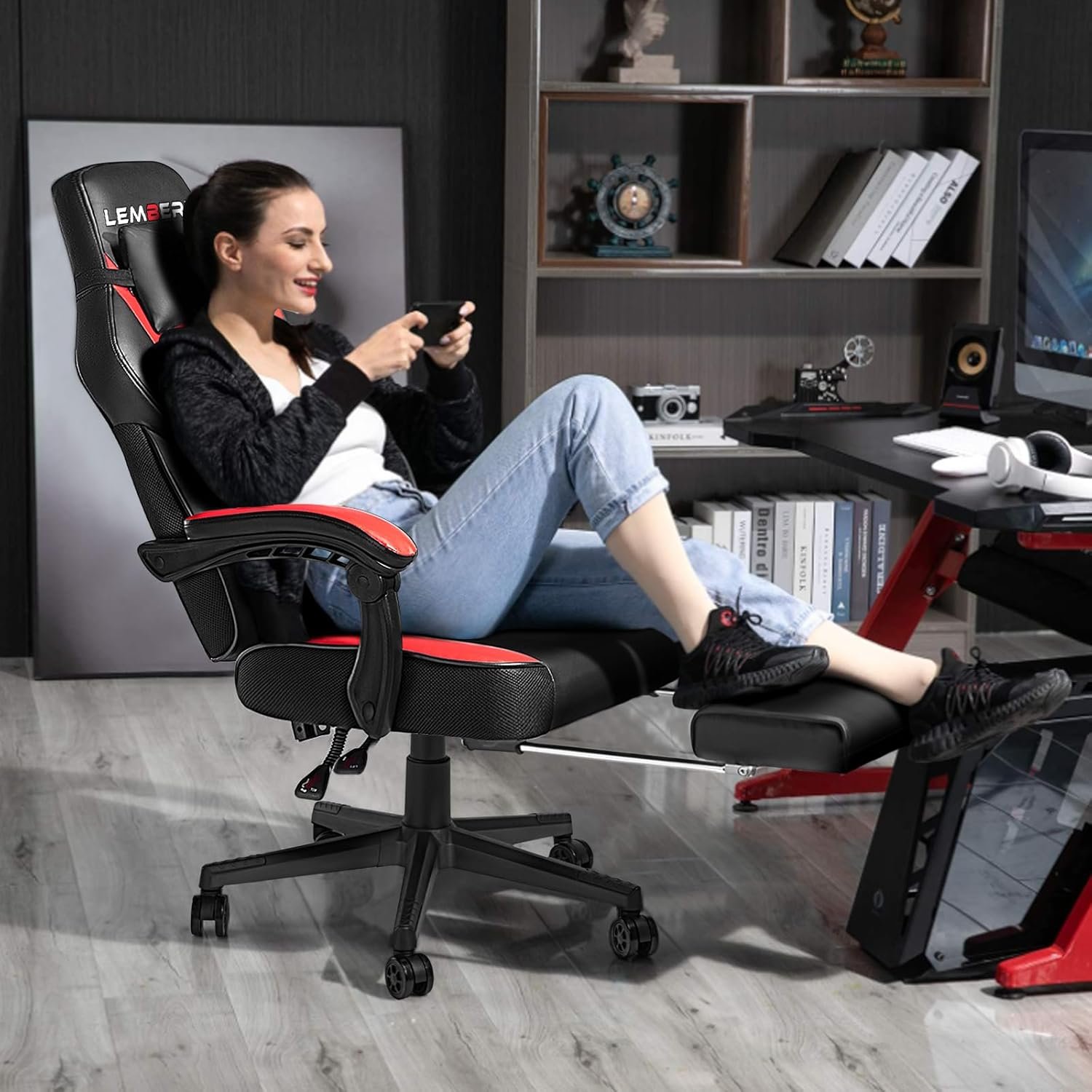 LEMBERI Video Game Chairs with footrest, Big and Tall Gamer Chair for Adults, 400lb Capacity, Racing Style Computer Chair with Headrest and Lumbar Support - Image 3