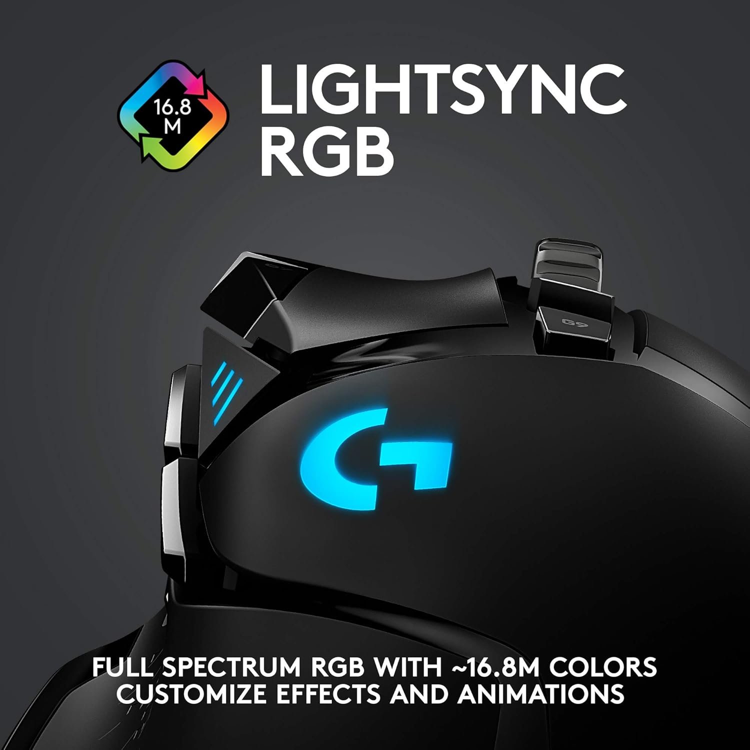 Logitech G502 Lightspeed Wireless Gaming Mouse with Hero 25K Sensor, PowerPlay Compatible, Tunable Weights and Lightsync RGB - Black - Image 9