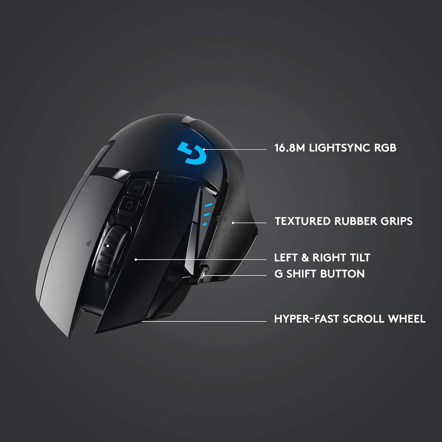 Logitech G502 Lightspeed Wireless Gaming Mouse with Hero 25K Sensor, PowerPlay Compatible, Tunable Weights and Lightsync RGB - Black - Image 7