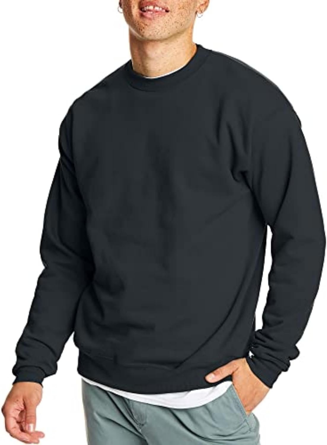 Hanes Men's EcoSmart Fleece, Pullover Crewneck Sweatshirt, 1 or 2 Pack - Image 2