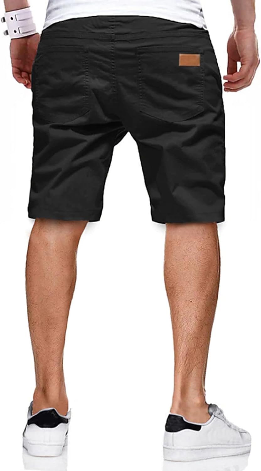 JMIERR Mens Casual Shorts - Cotton Drawstring Summer Beach Stretch Twill Chino Golf Shorts - Image 3