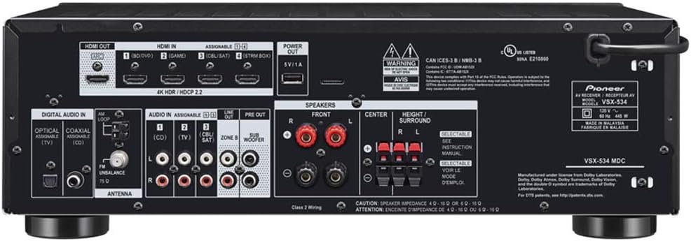 Pioneer VSX-534 Home Audio Smart AV Receiver 5.2-Ch HDR10, Dolby Vision, Atmos and Virtual Enabled with 4K and Bluetooth - Image 3