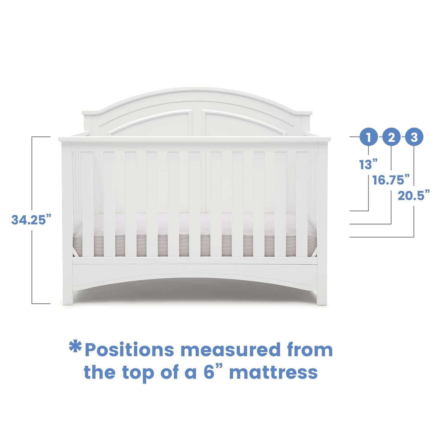 Delta Children Perry 6-in-1 Convertible Crib - Greenguard Gold Certified, Bianca White - Image 7
