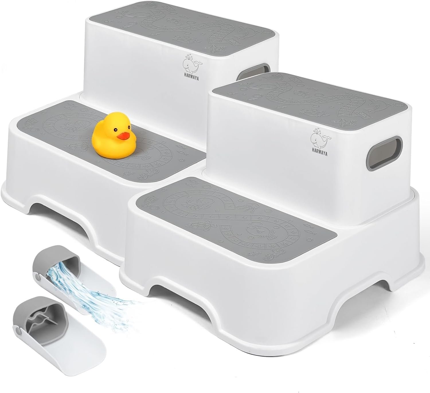 Toddler Step Stool for Bathroom Sink, 2-Pack Kids Toilet Potty Step Stools, Heavy Duty Baby Child Stepping Stool with Handle for Toddlers Kitchen Counter Bedroom Nursery Room (White) - Image 2