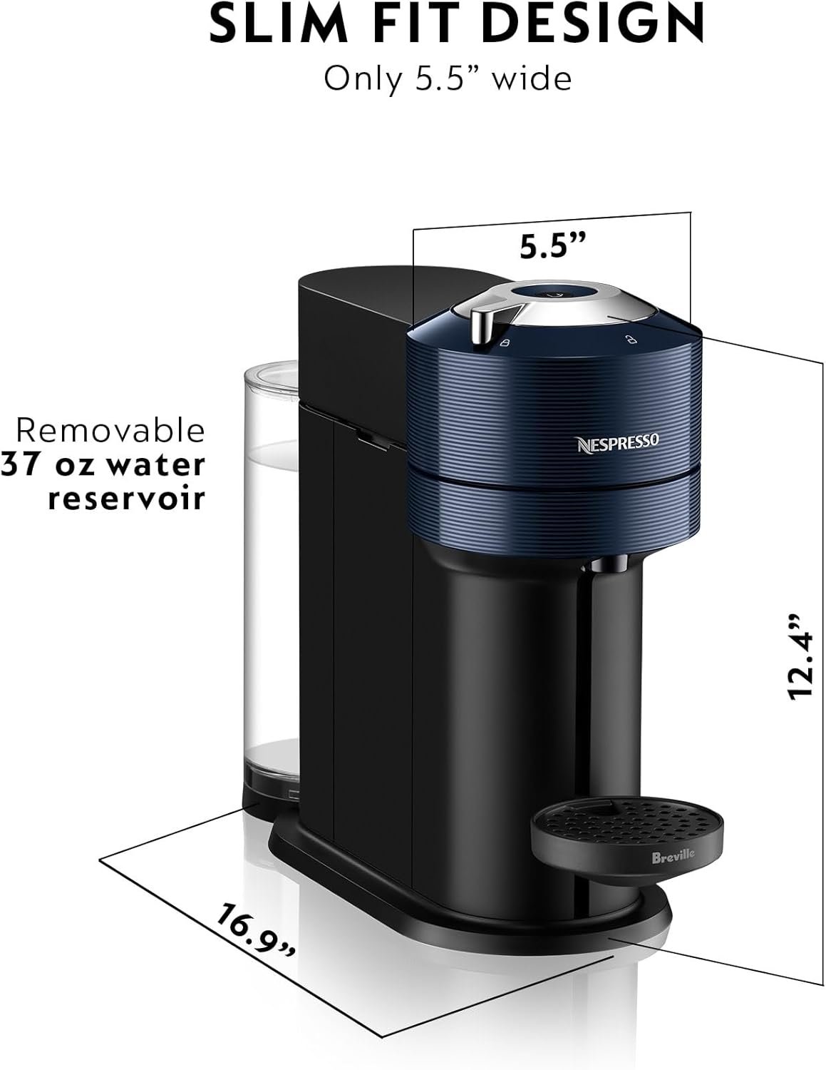 Nespresso Vertuo Next Coffee and Espresso Maker by Breville, Navy - Image 5