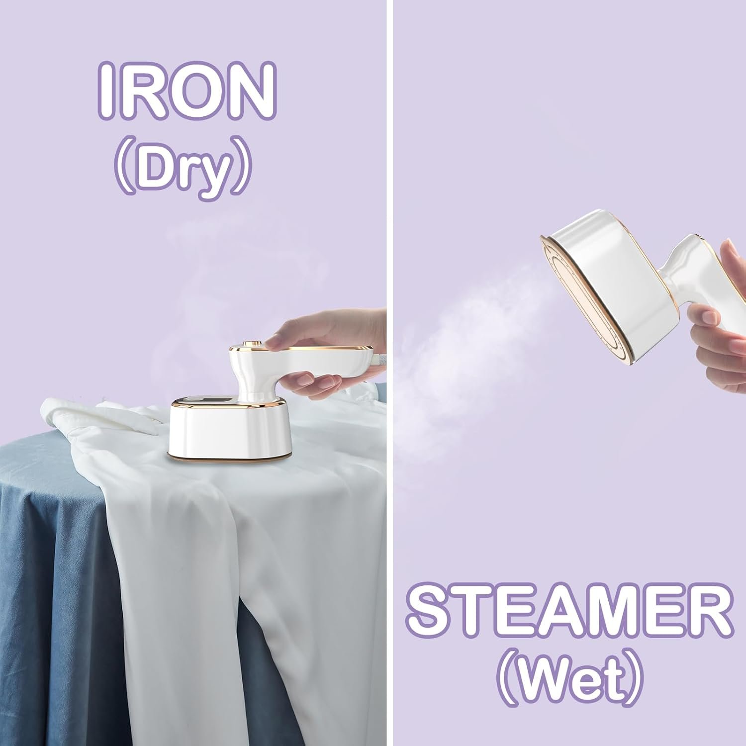 Travel Steamer Iron for Clothes Mini - Portable Ironing Machine Travel Small Size Portable Steamer Travel College Dorm Home Essentials Steamer for Clothes(White) - Image 4