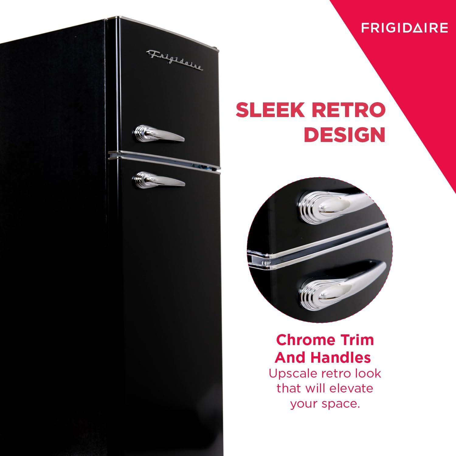 Frigidaire EFR786 Retro Apartment Size Refrigerator with Top Freezer - 2 Door Fridge with 7.5 Cu Ft of Storage Capacity, Adjustable Spill-Proof Shelves, Door & Crisper Bins, Black - Image 5