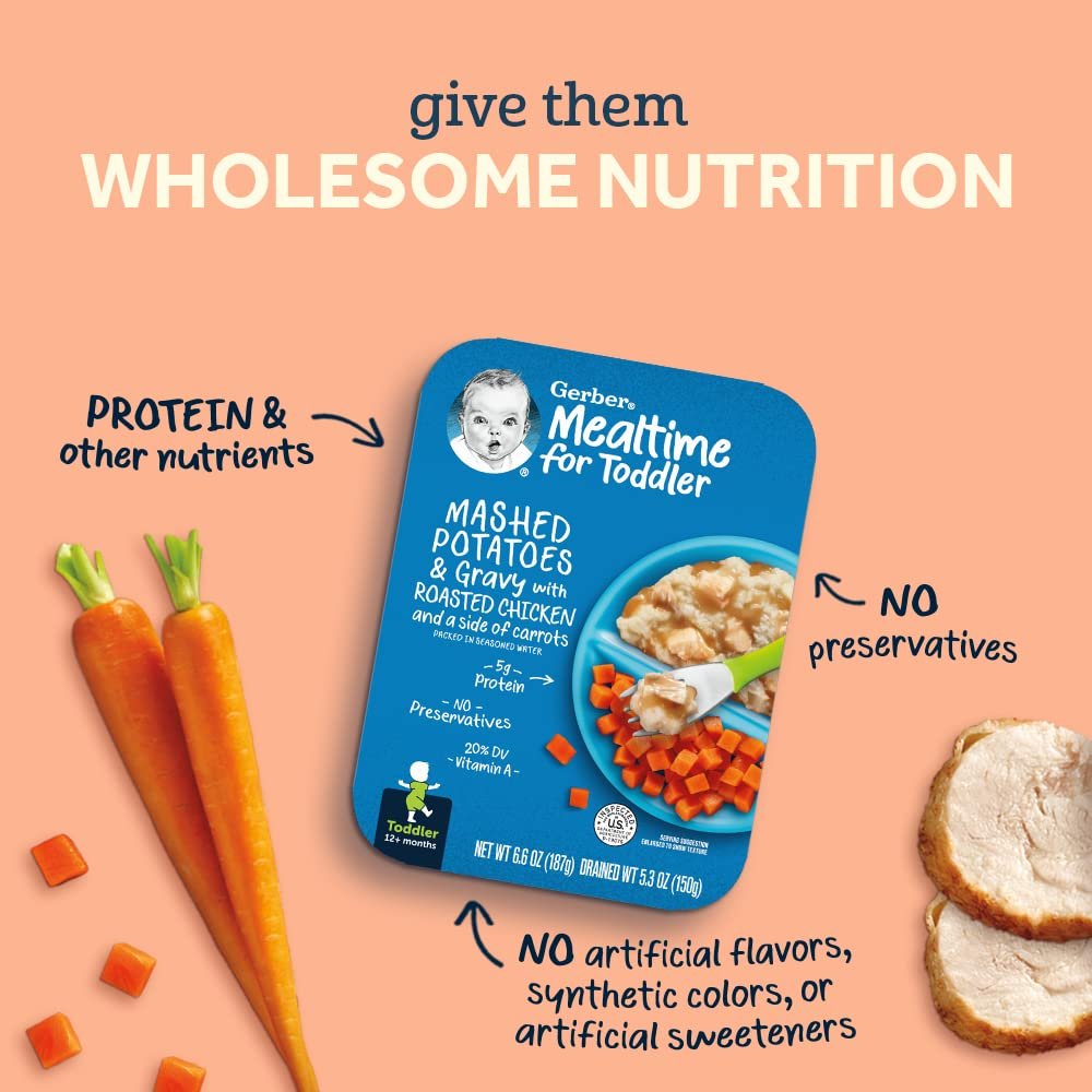 Gerber Mealtime for Toddler Mashed Potatoes & Gravy with Roasted Chicken & Carrots, 6.6 Ounce (Pack of 8) - Image 4