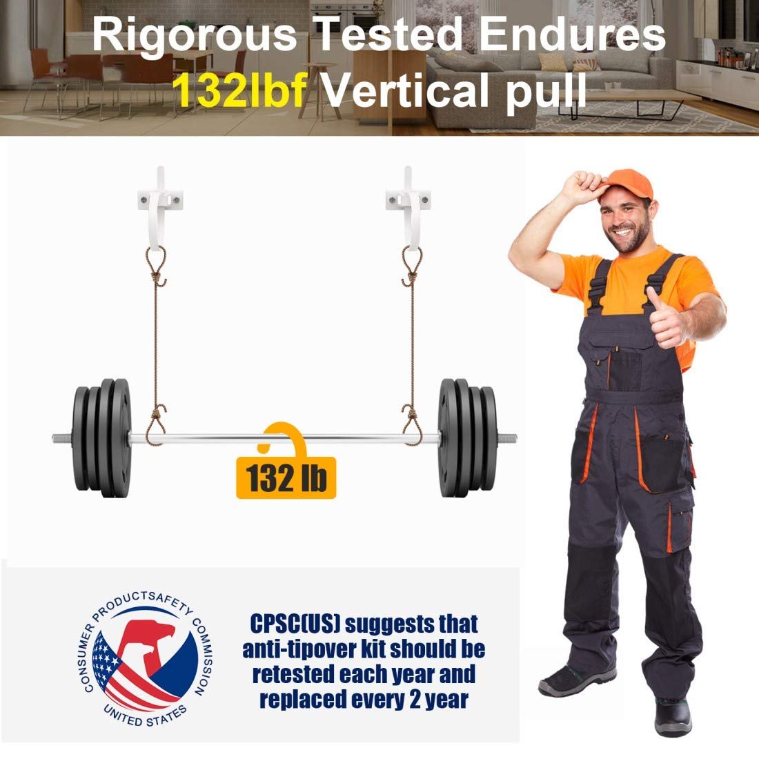 4our Kiddies Furniture Straps (10 Pack) Baby Proofing Anti Tip Furniture Anchors Kit, Cabinet Wall Anchors Protect Toddlers from Falling Furniture, Adjustable Child Safety Straps Earthquake Resistant - Image 6