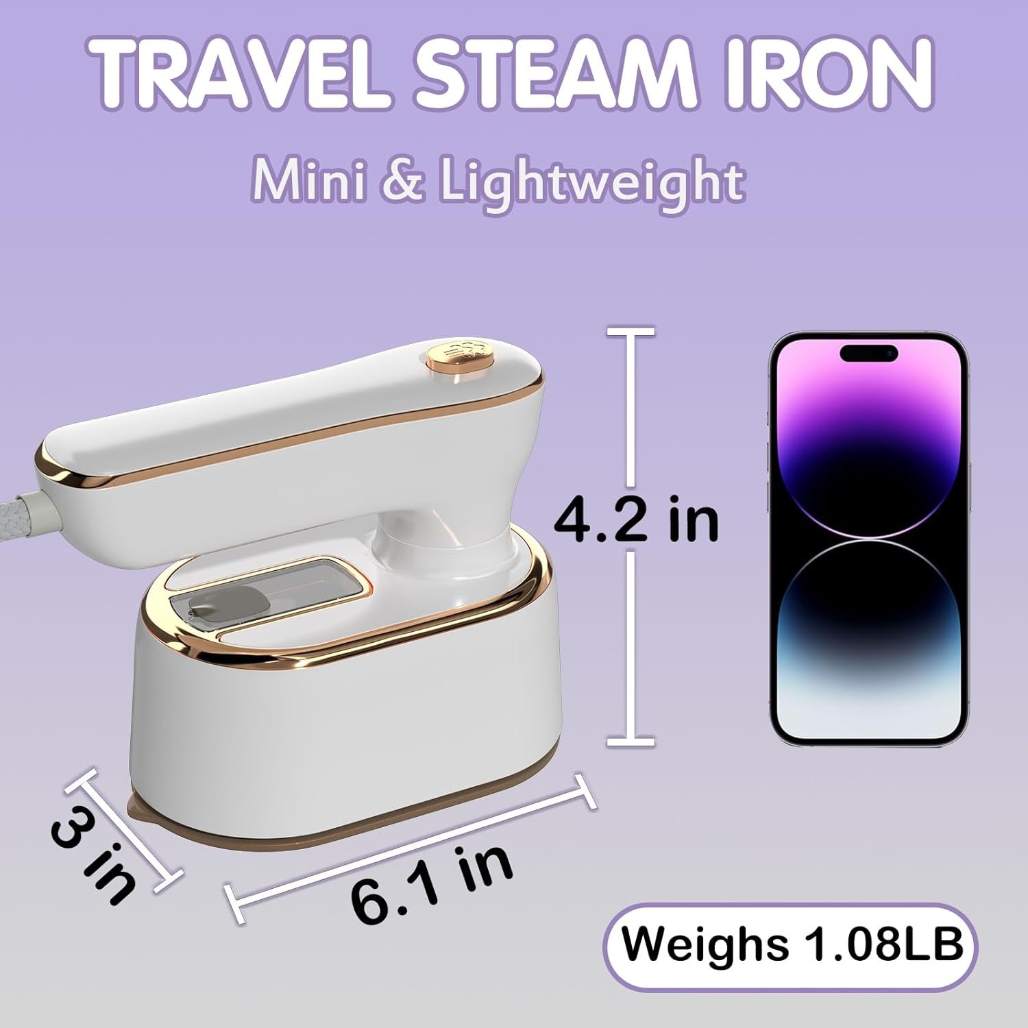 Travel Steamer Iron for Clothes Mini - Portable Ironing Machine Travel Small Size Portable Steamer Travel College Dorm Home Essentials Steamer for Clothes(White) - Image 5