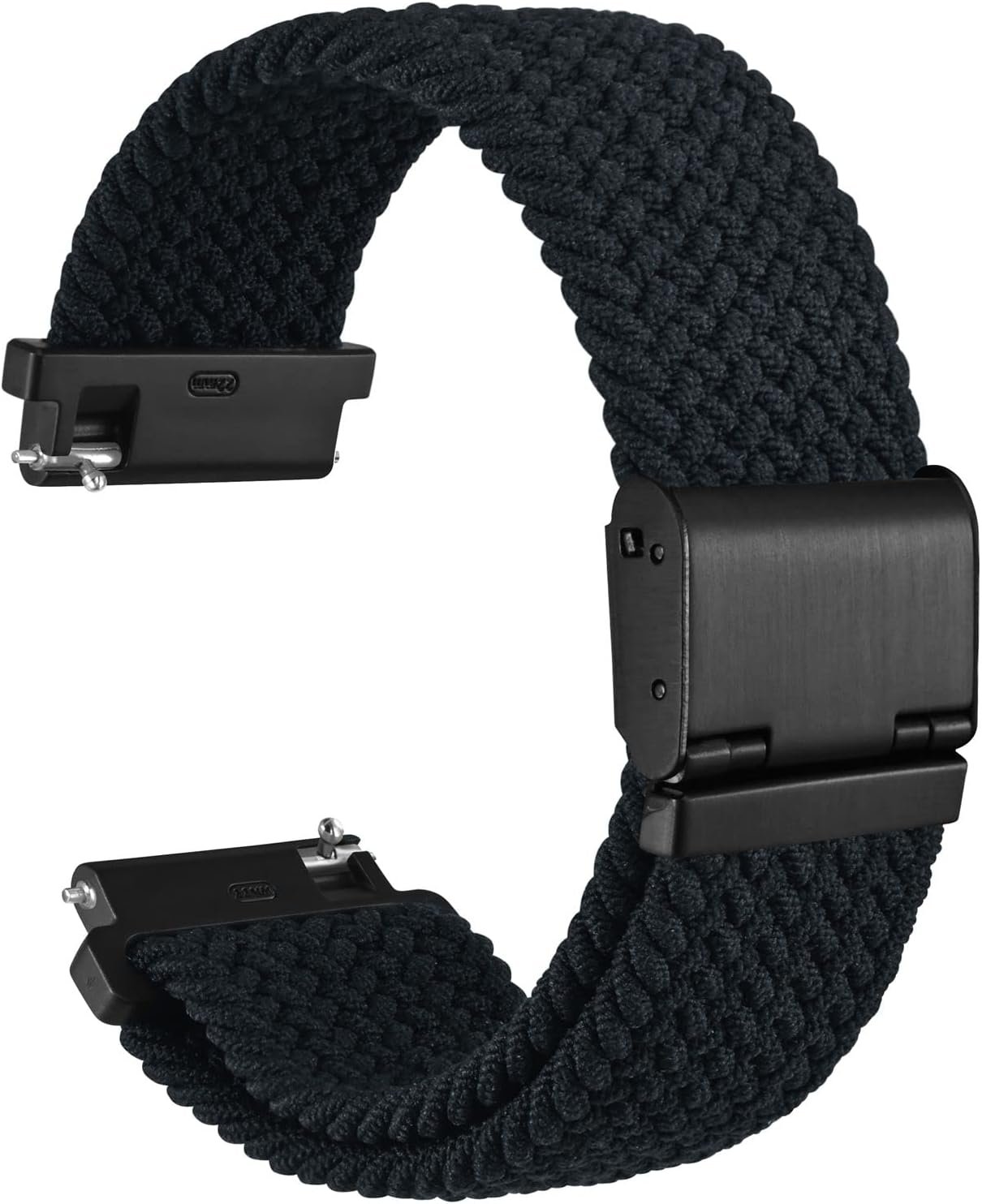 WOCCI 22mm Braided Nylon Watch Band for Men and Women, Quick Release, Black Stainless Steel Buckle (Black) - Image 2