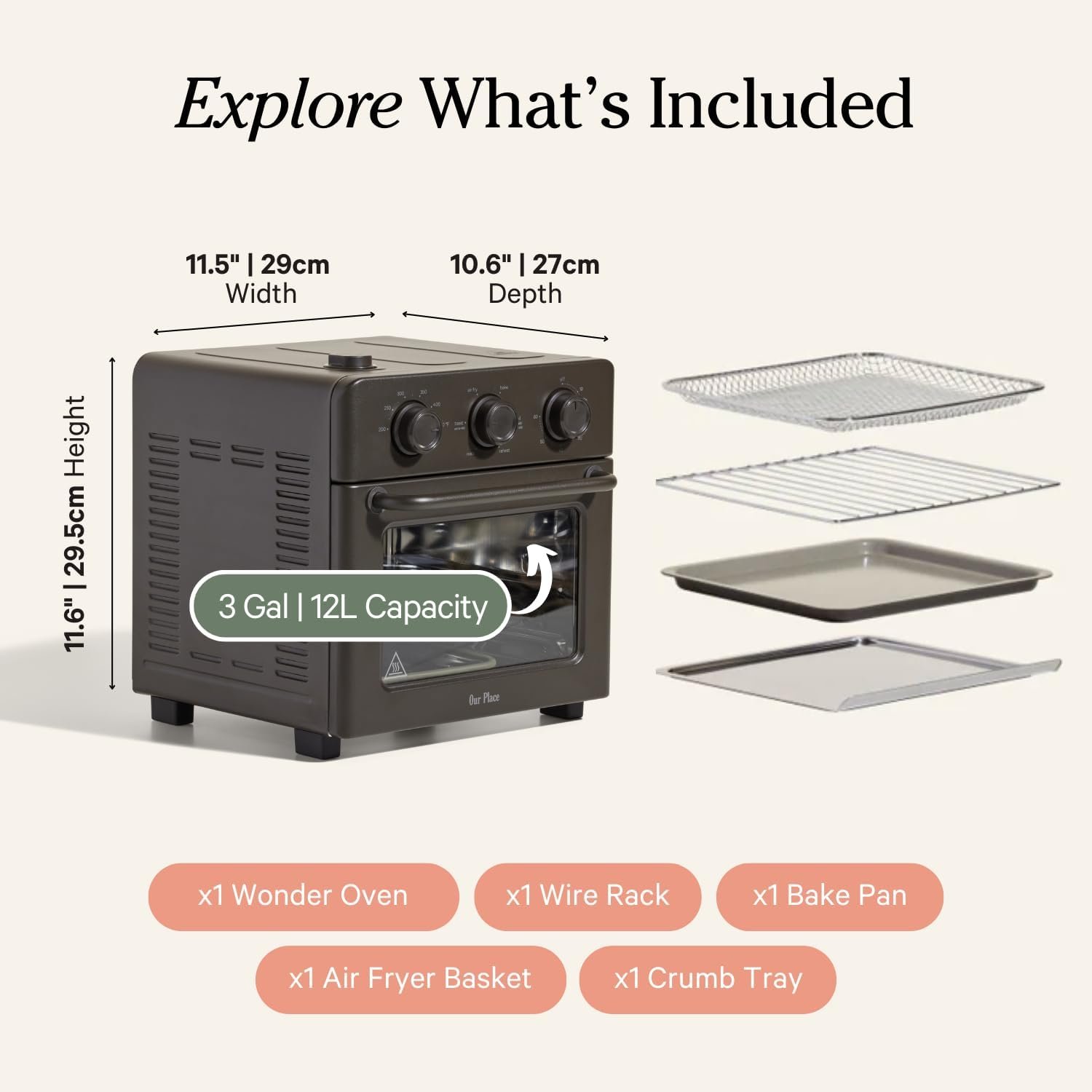 Our Place Wonder Oven | 6-in-1 Air Fryer & Toaster Oven with Steam Infusion | Compact, Countertop Friendly, Fast Preheat, Multifunctional | Air Fry, Toast, Roast, Bake, Reheat & Broil | Char - Image 7