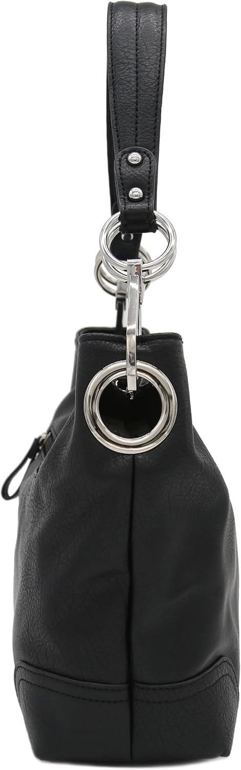 Hobo Shoulder Bag with Big Snap Hook Hardware - Image 4
