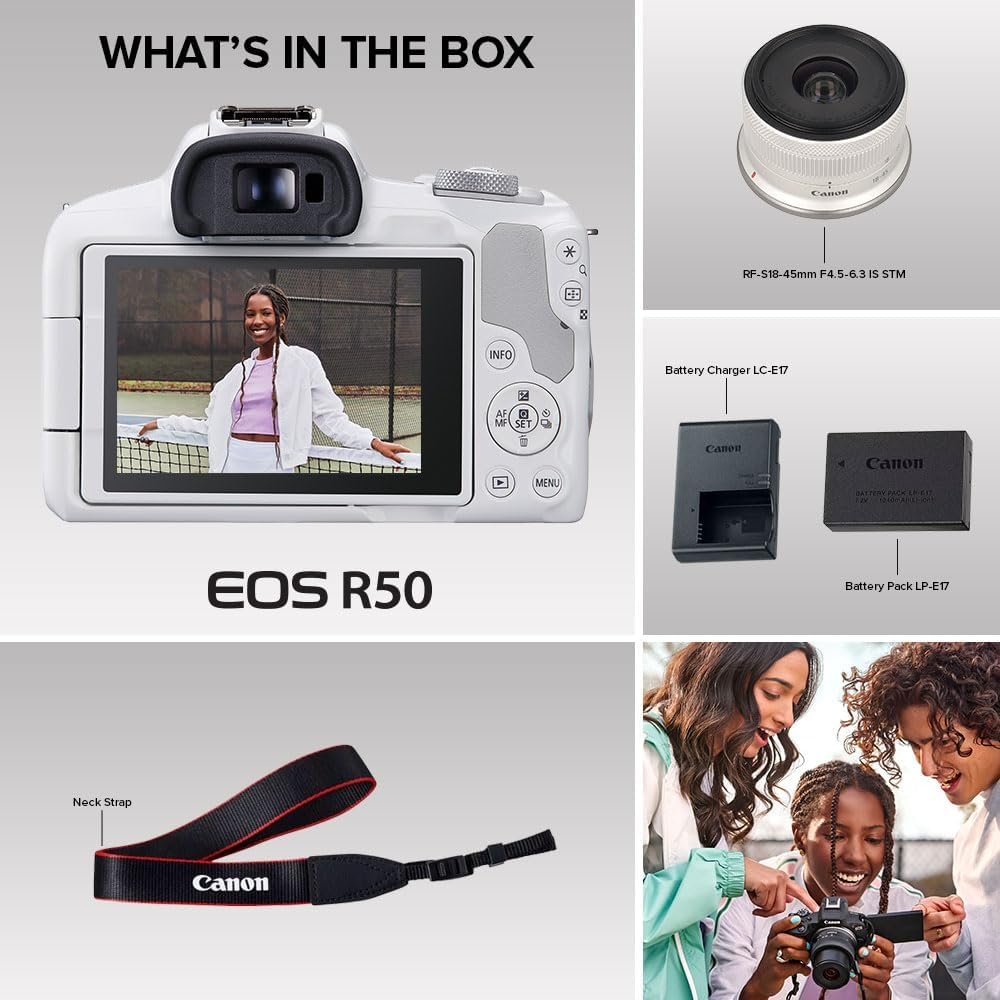 Canon EOS R50 Mirrorless Camera RF-S18-45mm F4.5-6.3 is STM Lens Kit, 24.2 Megapixel CMOS (APS-C) Sensor, 4K Video, Hybrid Camera, Photo and Video, Vlogging, Content Creator, RF Mount, White - Image 10