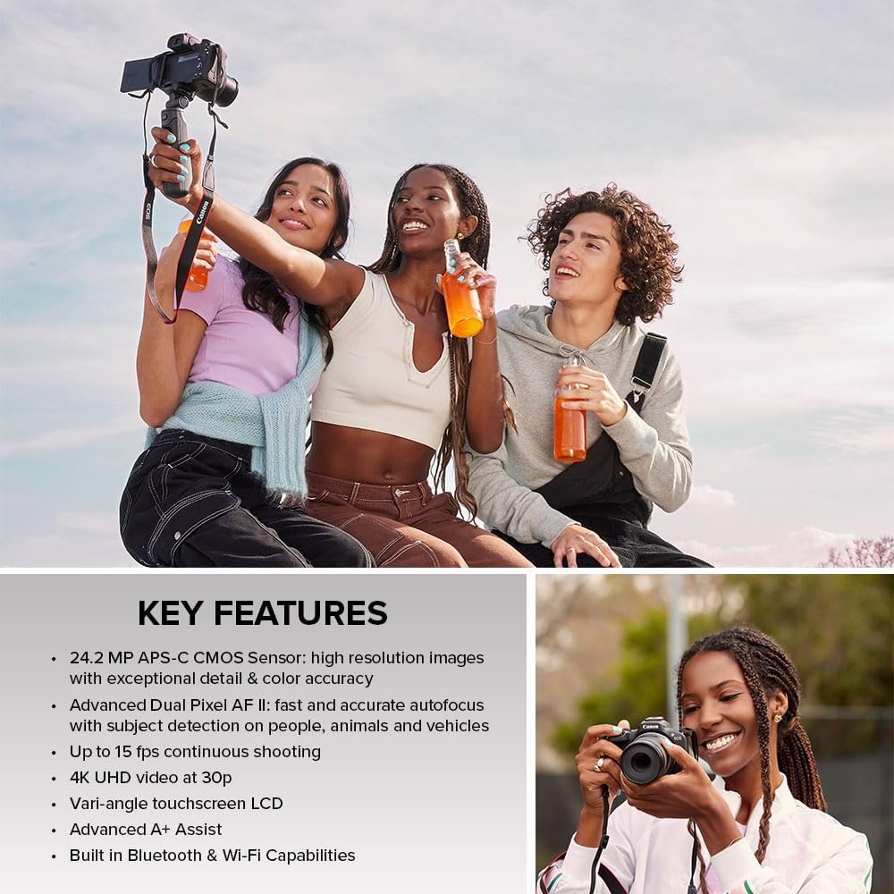 Canon EOS R50 Mirrorless Camera RF-S18-45mm F4.5-6.3 is STM Lens Kit, 24.2 Megapixel CMOS (APS-C) Sensor, 4K Video, Hybrid Camera, Photo and Video, Vlogging, Content Creator, RF Mount, White - Image 9