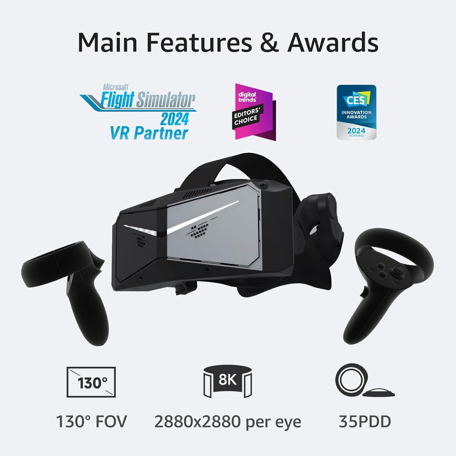 Pimax Crystal Light Prime PCVR Headset - 8K Resolution,QLED Display, Light & Comfortable,High Clarity VR for flight simulator, Compatible with MSFS, iRacing & More, DMAS & Lighthouse Tracking optional - Image 3