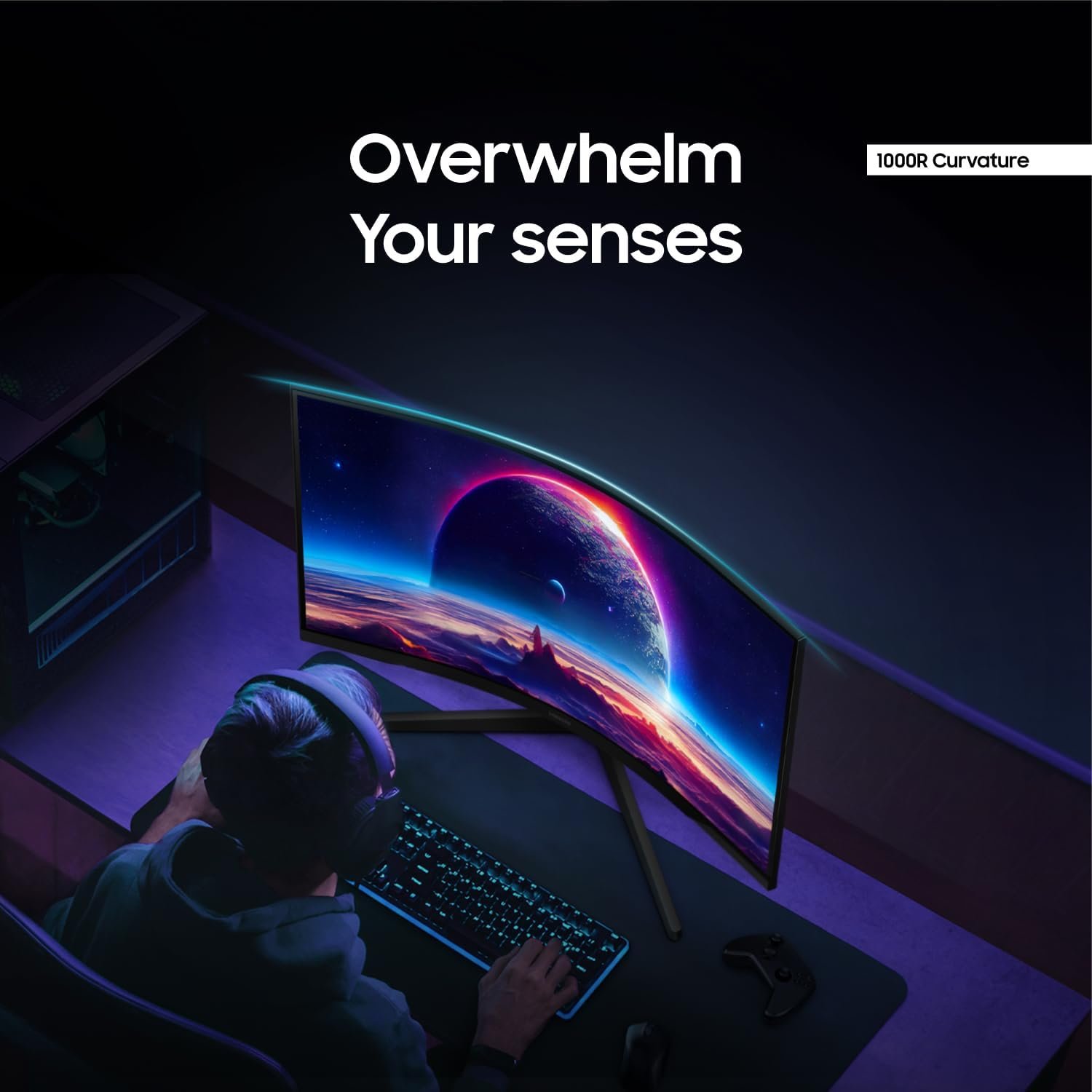 SAMSUNG 32” Odyssey G55C Series QHD 1000R Curved Gaming Monitor, 1ms(MPRT), HDR10, 165Hz, AMD Radeon FreeSync, Eye Care, Glare Free, Sharp Resolution LS32CG550ENXZA, 2024 - Image 6