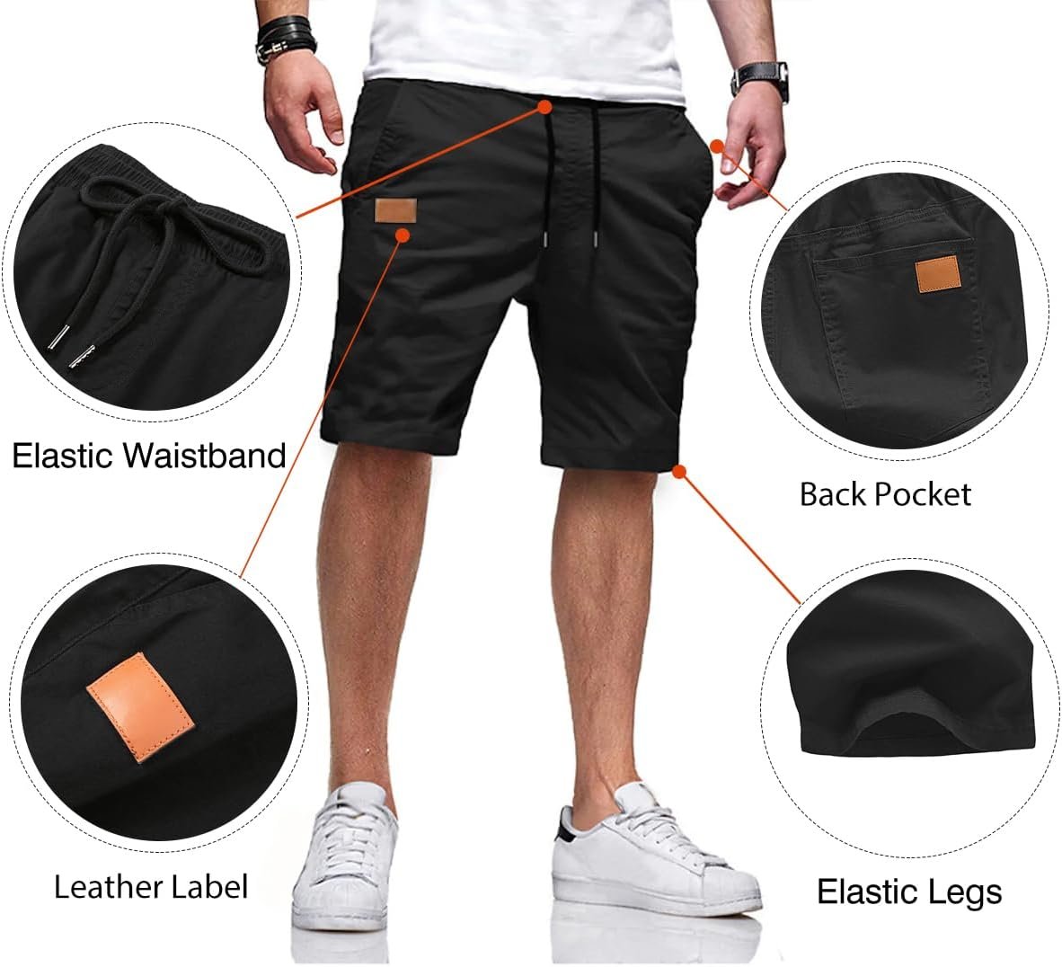 JMIERR Mens Casual Shorts - Cotton Drawstring Summer Beach Stretch Twill Chino Golf Shorts - Image 4