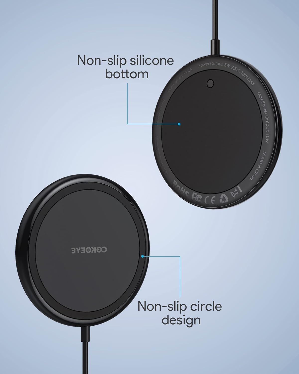 Wireless Charger, 15W Max Fast Wireless Charging Pad 2-Pack Compatible with iPhone16/16Plus/16Pro /16ProMax/iPhone15/15Pro/15Plus/14/13/12/Samsung S24 /S24Ultra/S23Ultra/S22/S21,AirPods Pro 2 - Image 9