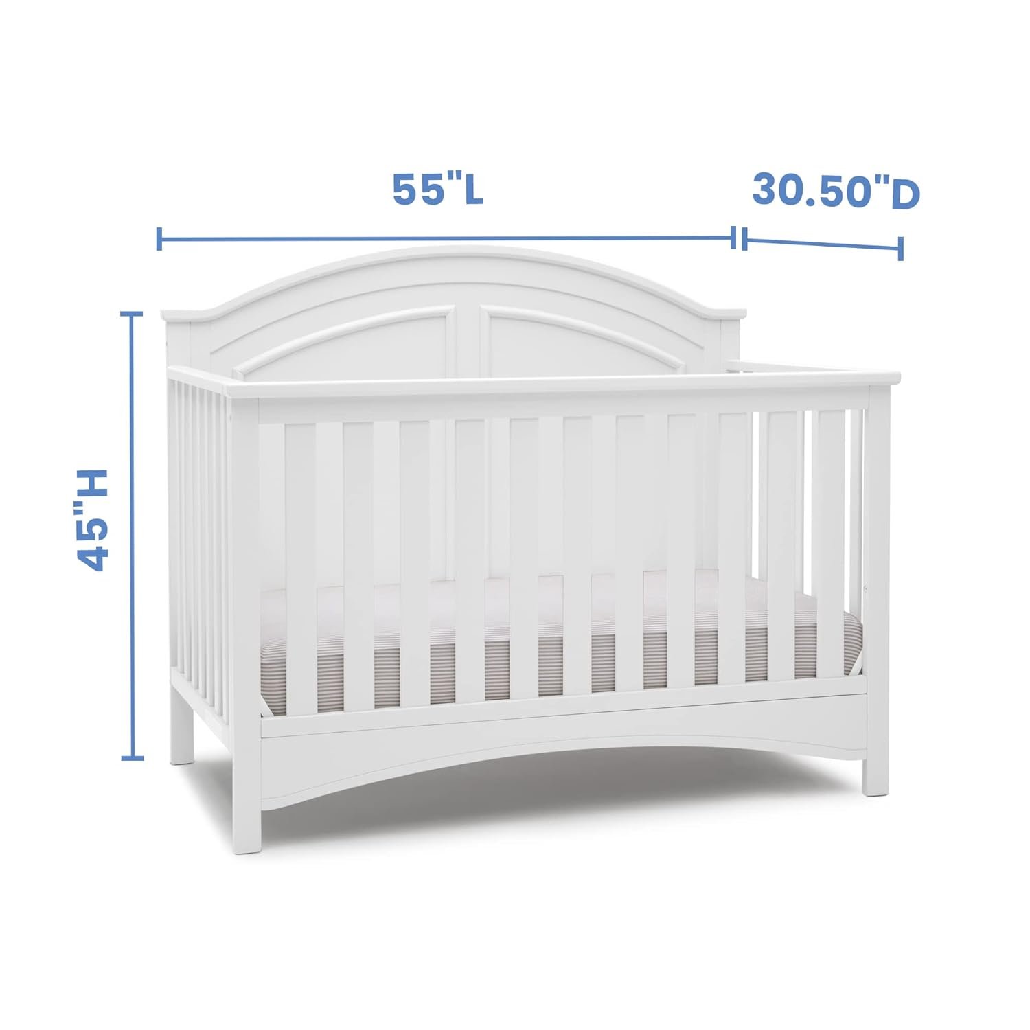 Delta Children Perry 6-in-1 Convertible Crib - Greenguard Gold Certified, Bianca White - Image 6