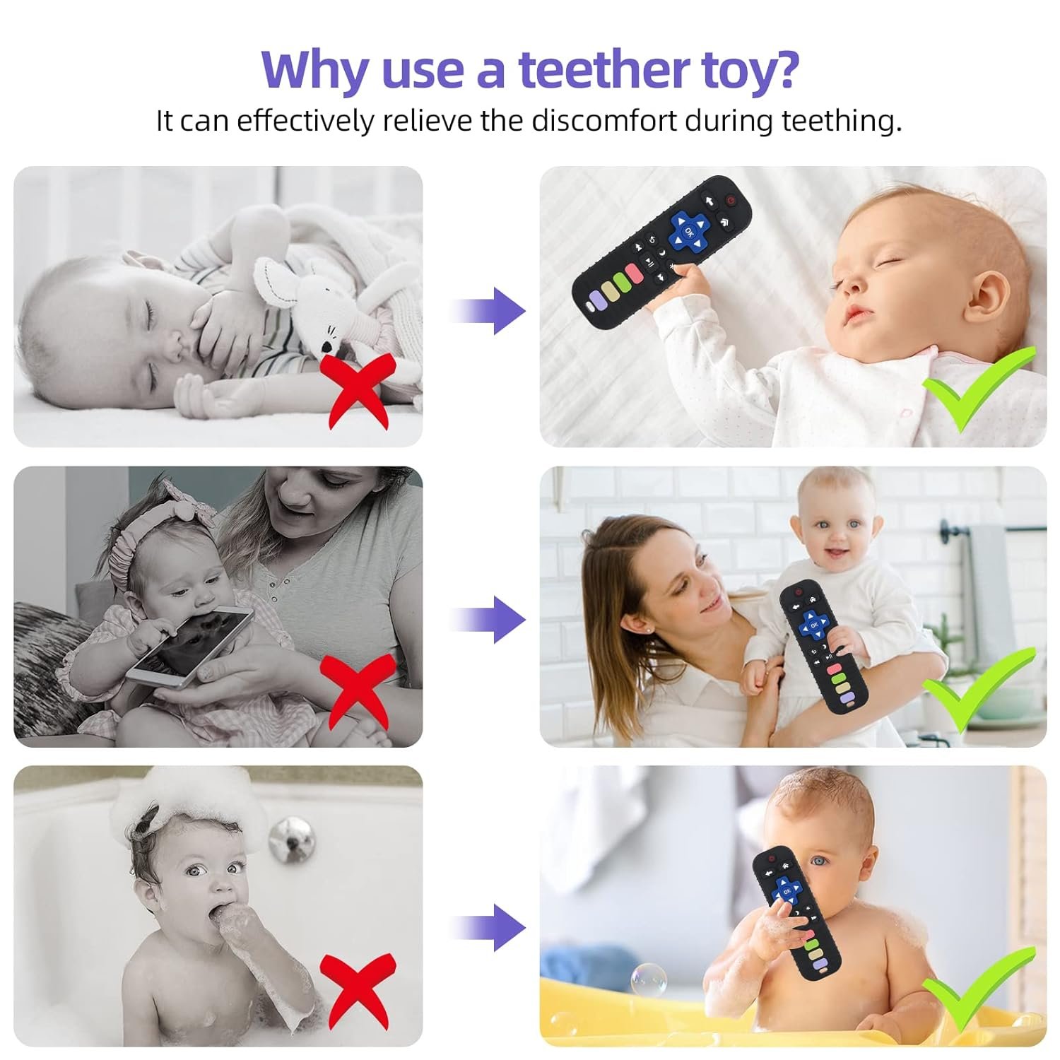 Chuya Baby Teether Toy Chew Toy for Babies 3-24 Months TV Remote Control Shape Teething Relief Baby Toys for Infants (Black) - Image 5