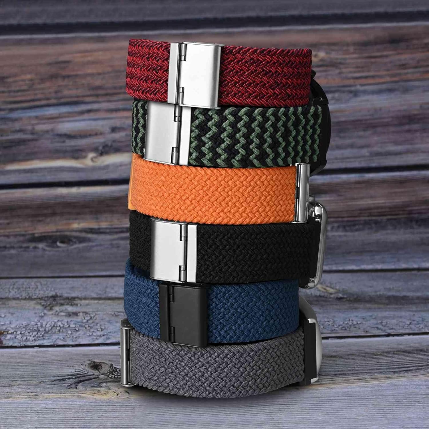 WOCCI 22mm Braided Nylon Watch Band for Men and Women, Quick Release, Black Stainless Steel Buckle (Black) - Image 8