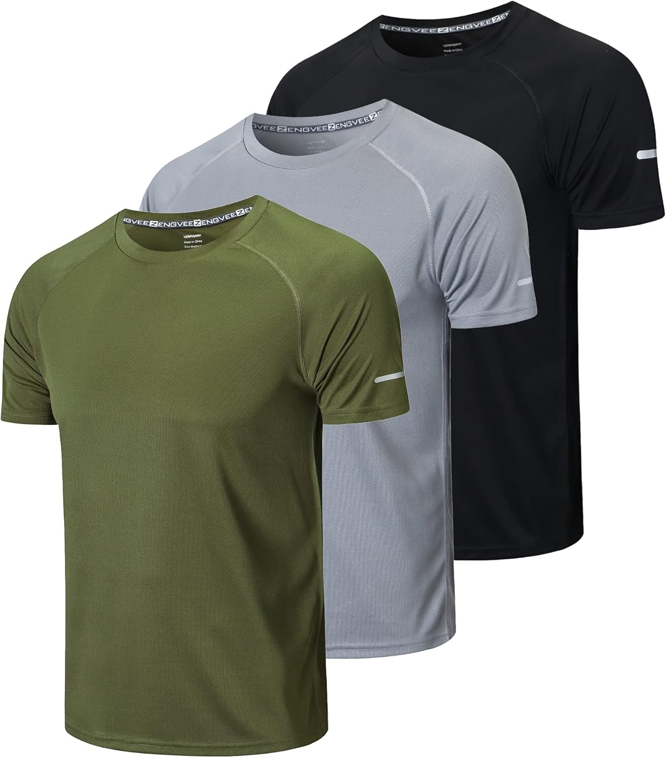 frueo Men's 3 Pack Workout Shirts Quick Dry Moisture Wicking Short Sleeve Mesh Athletic T-Shirts - Image 2