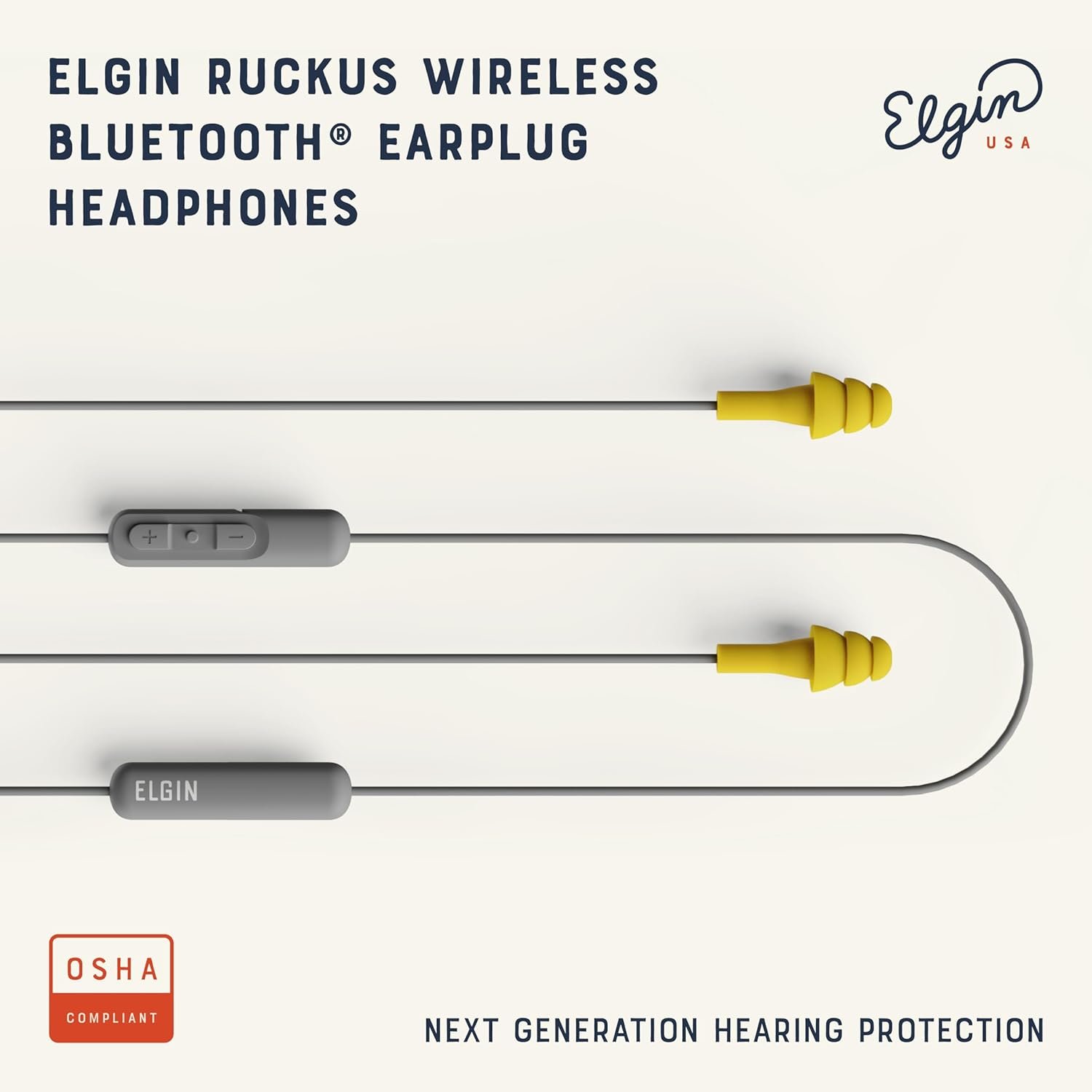 Elgin Ruckus Wireless Bluetooth Earplug Headphones, 25 dB NRR, Noise Canceling Mic, 12-Hour Battery, IP65 Sweatproof, Compliant with OSHA Hearing Safety Standards - Image 3