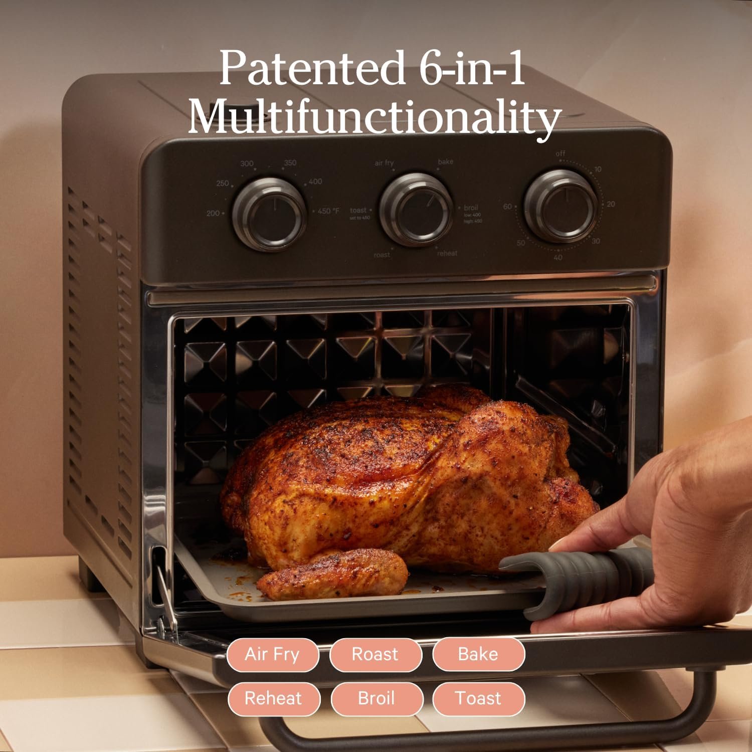 Our Place Wonder Oven | 6-in-1 Air Fryer & Toaster Oven with Steam Infusion | Compact, Countertop Friendly, Fast Preheat, Multifunctional | Air Fry, Toast, Roast, Bake, Reheat & Broil | Char - Image 4