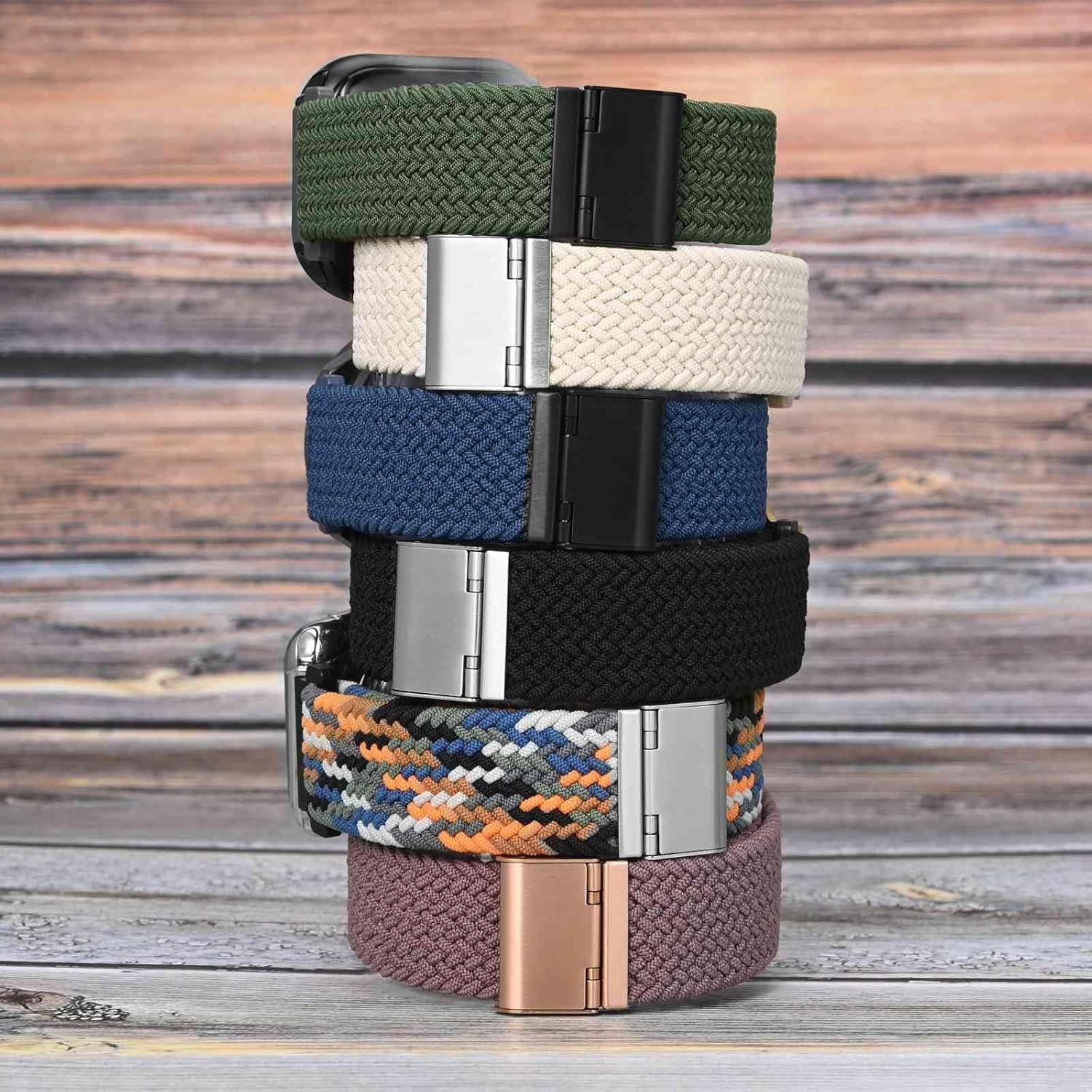 WOCCI 22mm Braided Nylon Watch Band for Men and Women, Quick Release, Black Stainless Steel Buckle (Black) - Image 9