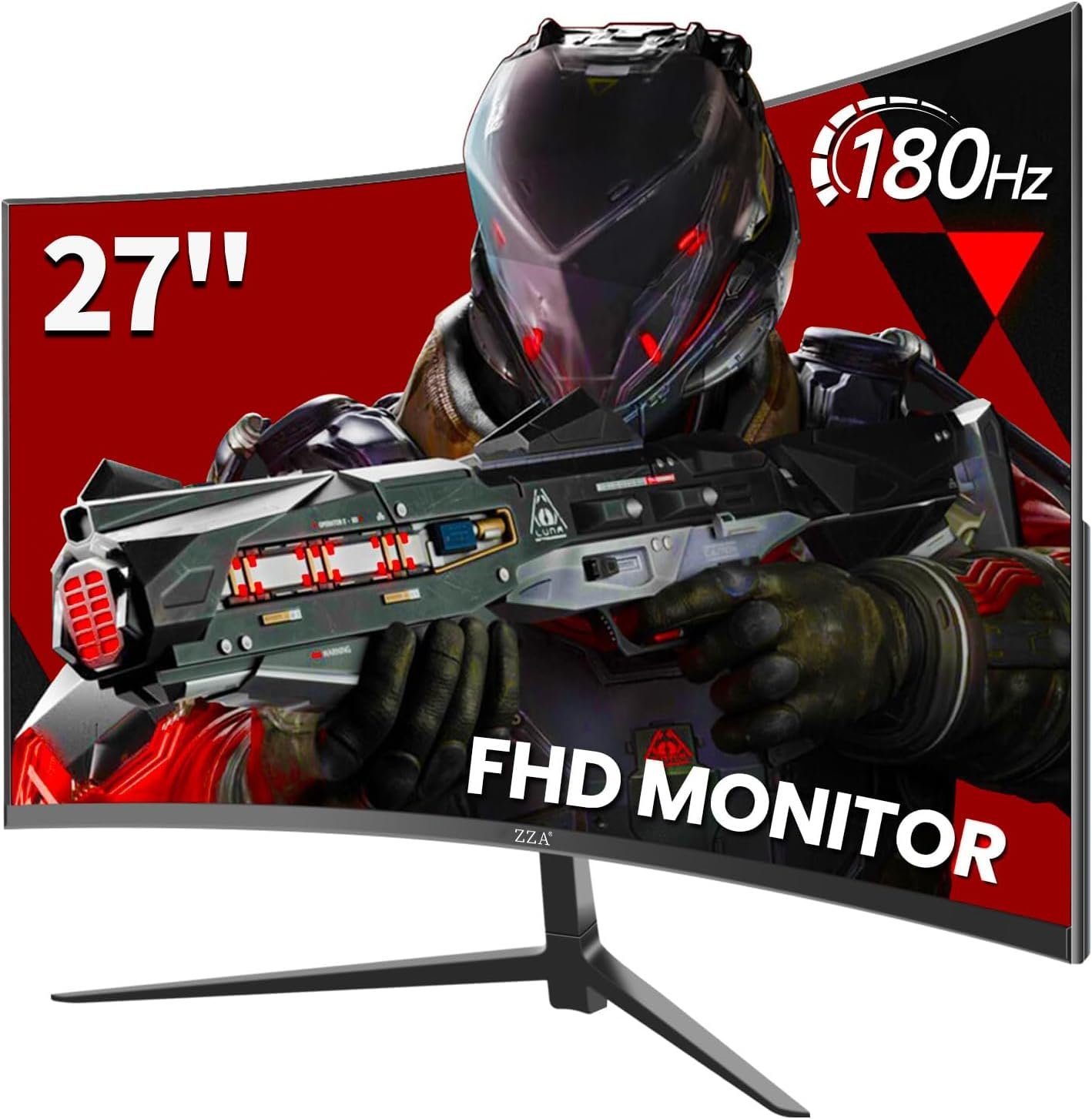 ZZA Gaming Curved Monitor 27 Inch,PC Monitors 180Hz|165Hz|144Hz|1ms,27 Inch Curved Monitor 1500R|FHD|1080P| 90% DCI-P3|100% sRGB,Computer Monitor FreeSync|HDR|Low Blue Light| HDMI|DP| VESA - Image 2