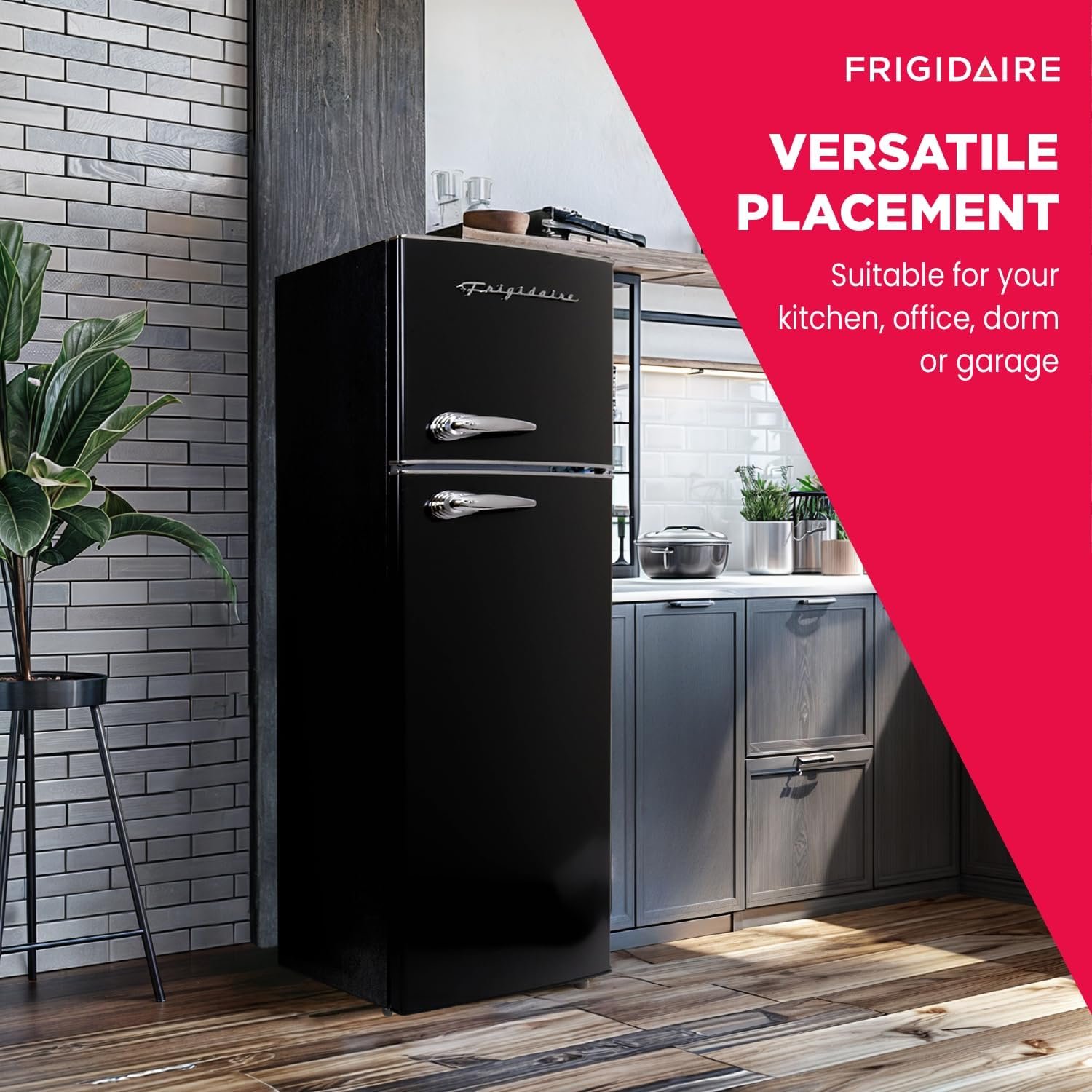 Frigidaire EFR786 Retro Apartment Size Refrigerator with Top Freezer - 2 Door Fridge with 7.5 Cu Ft of Storage Capacity, Adjustable Spill-Proof Shelves, Door & Crisper Bins, Black - Image 6