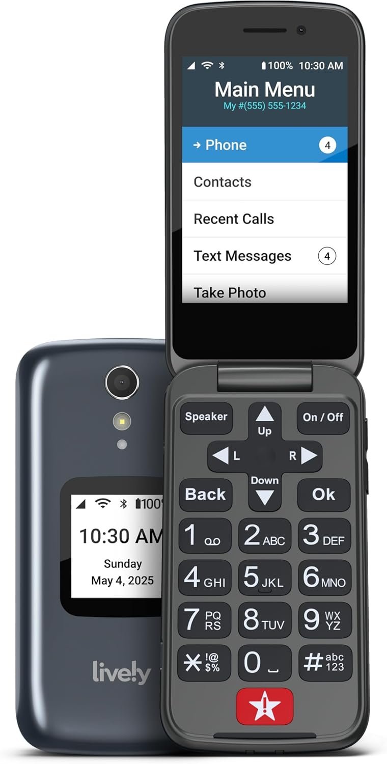 Lively Jitterbug Flip2 - Flip Cell Phone for Seniors - Not Compatible with Other Wireless Carriers - Must Be Activated Phone Plan - Graphite Flip Phone - Image 2