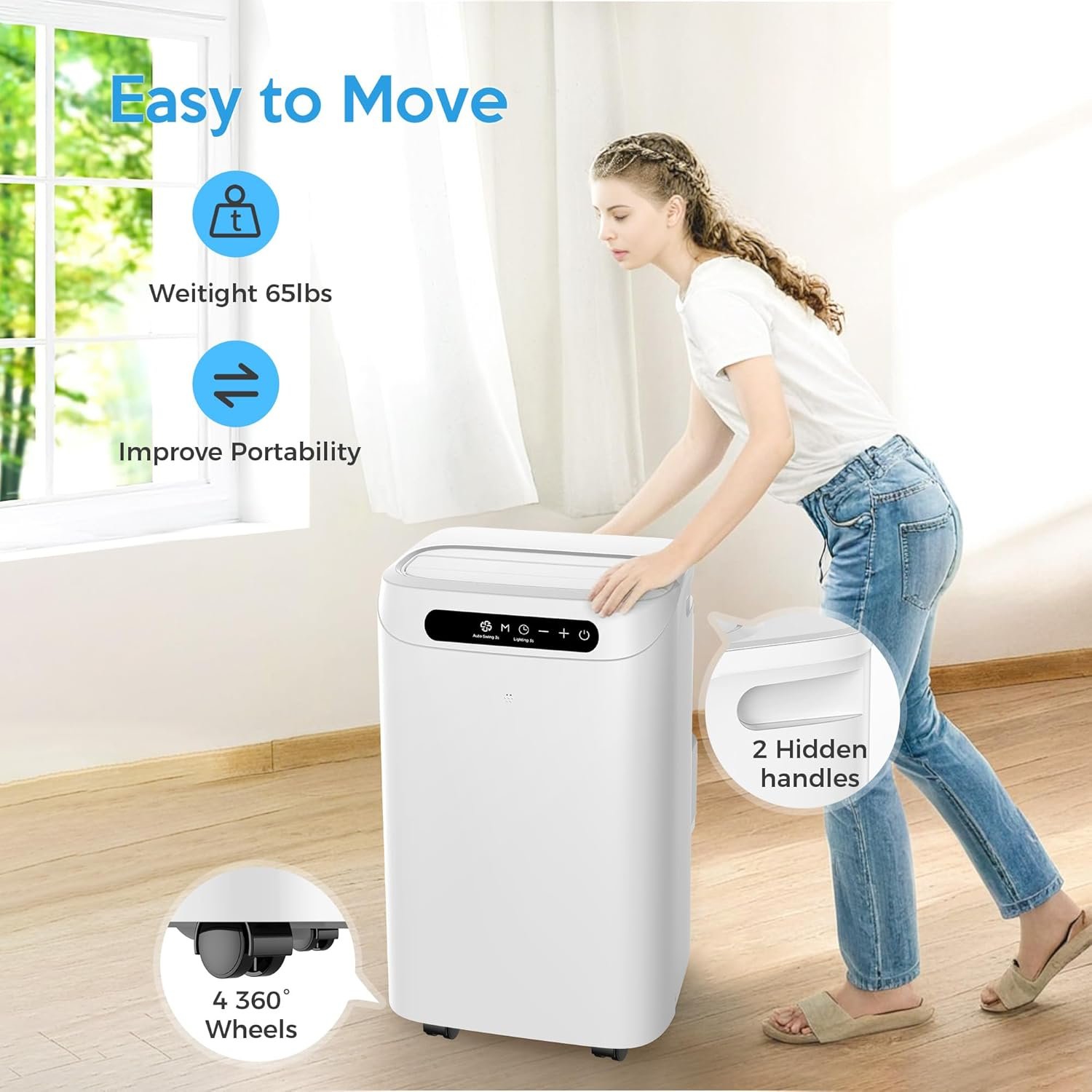 Portable Air Conditioners 14000Btu with Remote Control, 3-in-1 Free Stand Smart Cooling AC Unit with Dehumidifier, Fan, Cools Room up to 700 sq.ft, Auto Swing,24H Timer, Windows Kit Included - Image 9