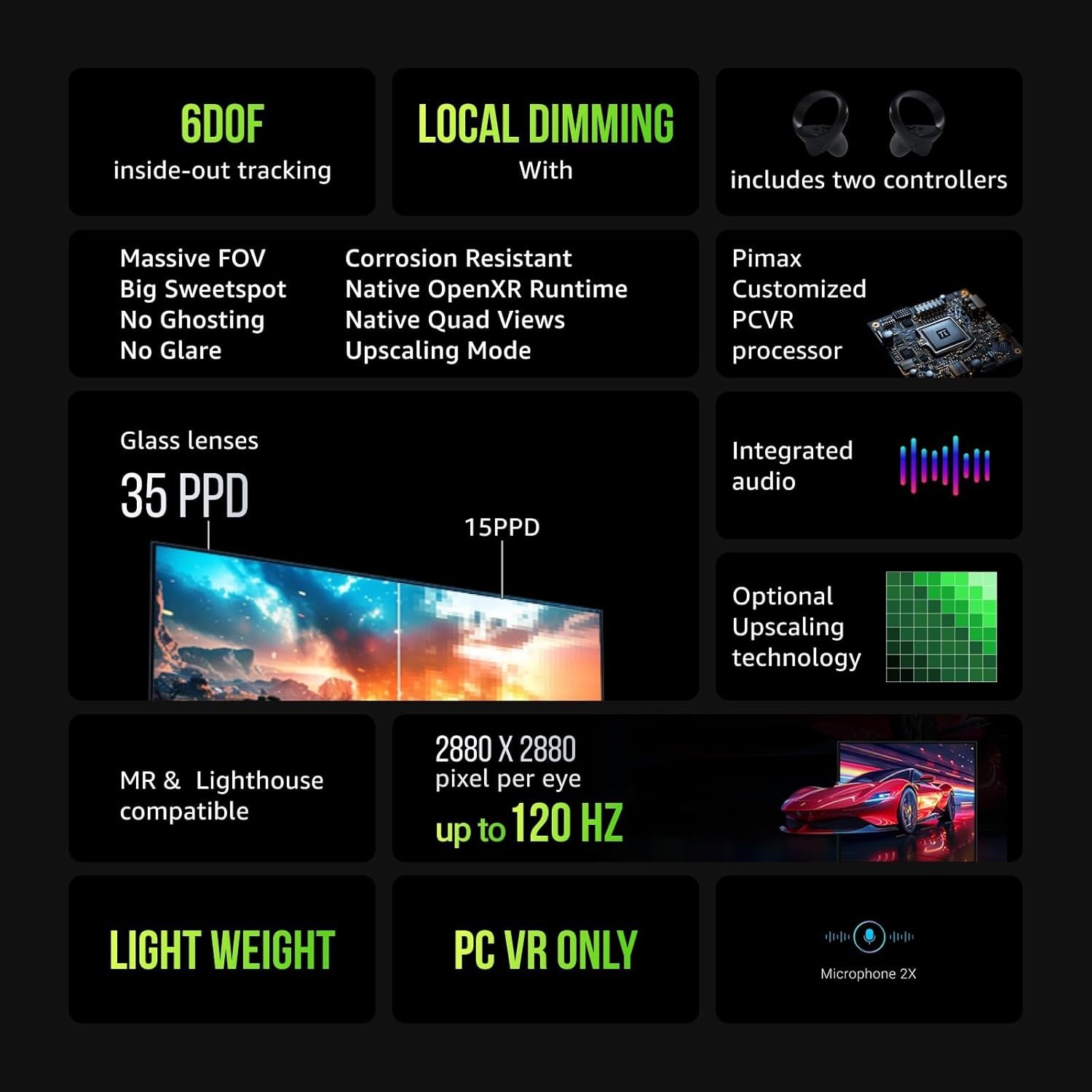 Pimax Crystal Light Prime PCVR Headset - 8K Resolution,QLED Display, Light & Comfortable,High Clarity VR for flight simulator, Compatible with MSFS, iRacing & More, DMAS & Lighthouse Tracking optional - Image 4