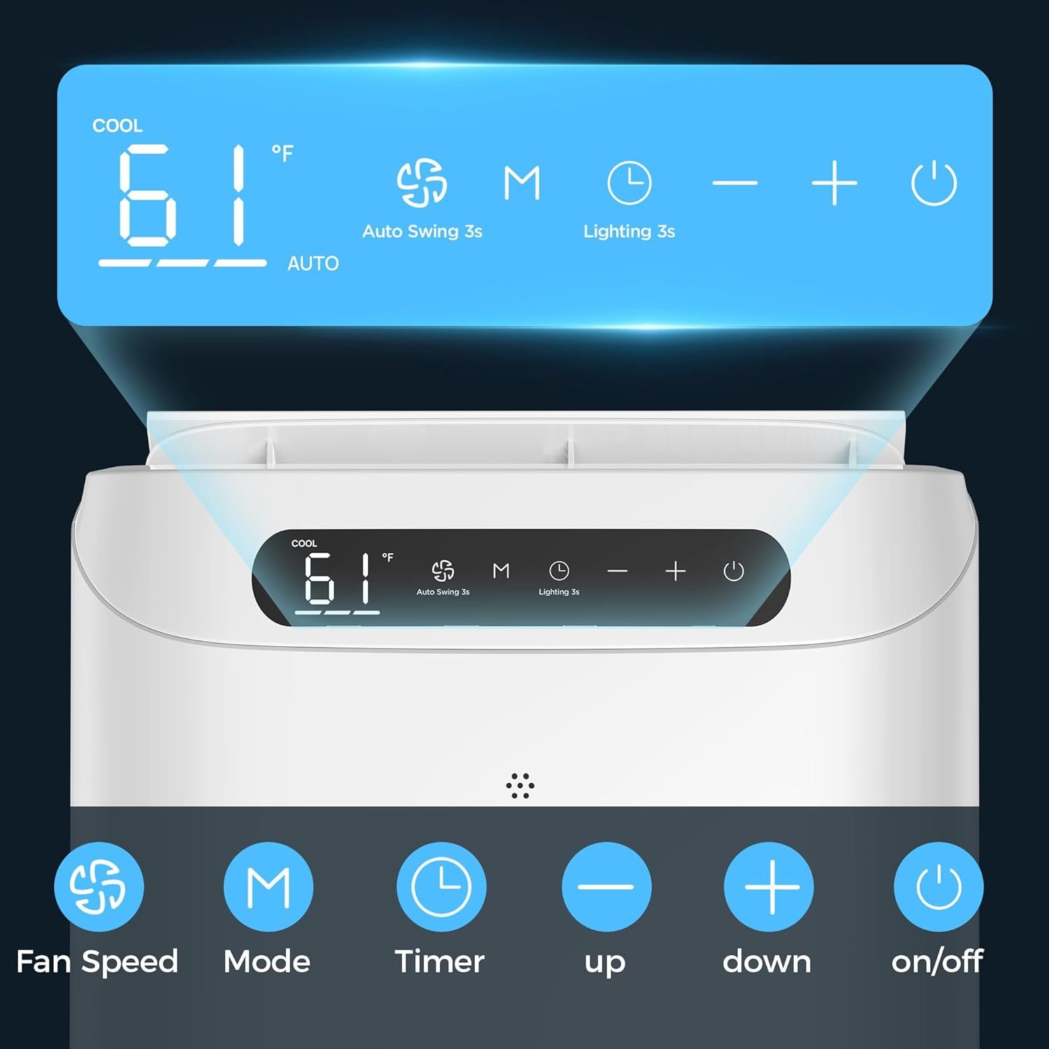 Portable Air Conditioners 14000Btu with Remote Control, 3-in-1 Free Stand Smart Cooling AC Unit with Dehumidifier, Fan, Cools Room up to 700 sq.ft, Auto Swing,24H Timer, Windows Kit Included - Image 8