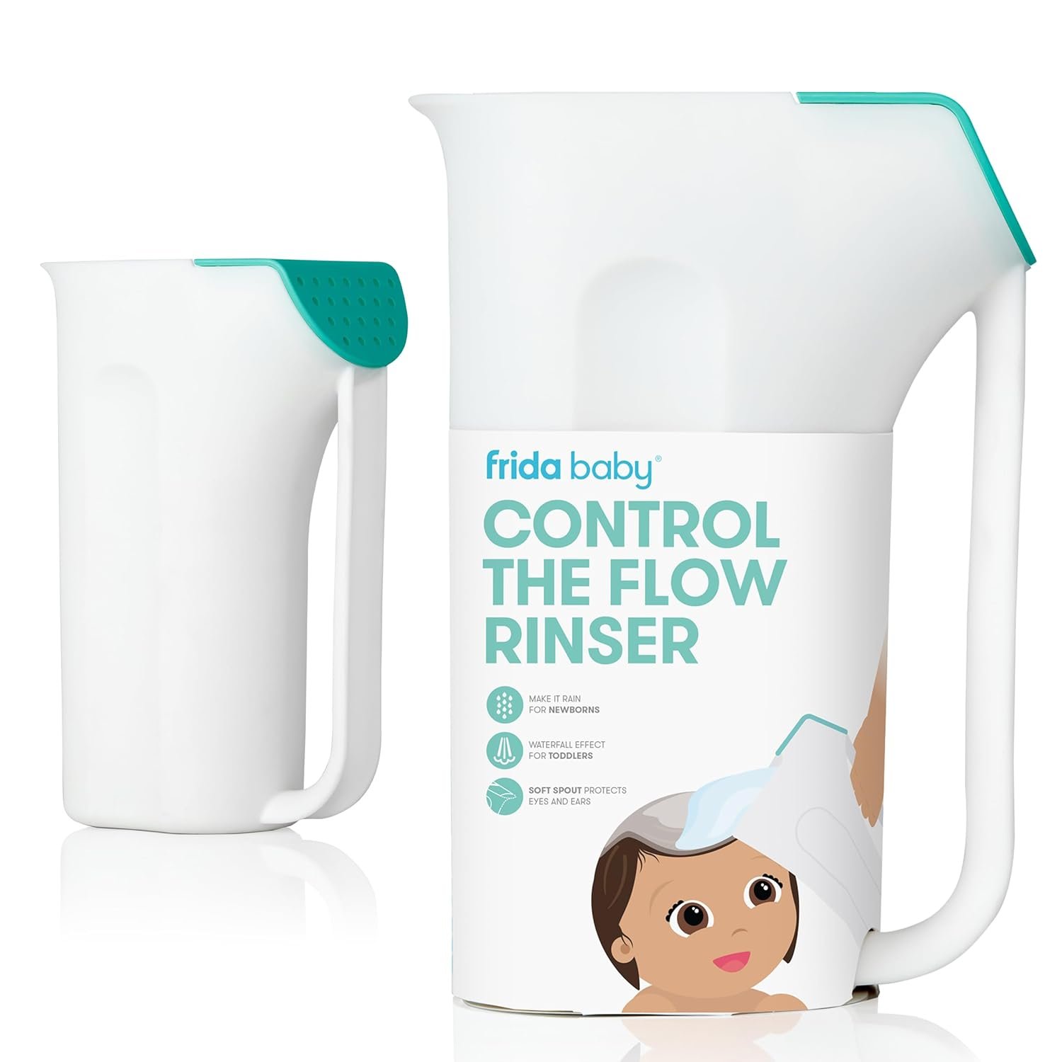 Frida Baby Control The Flow Bath Rinse Cup | Rinser Cup to Wash Hair + Body | Rinser Cup for Bath Time with Easy Grip Handle + Removable Rain Shower - Image 2