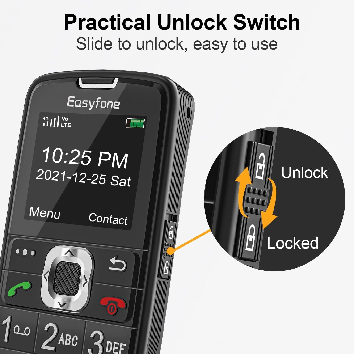 Easyfone Prime-A6 4G Unlocked Feature Cell Phone, Easy-to-Use Clear Sound GSM Dumbphone with an Easy Charging Dock - Image 5