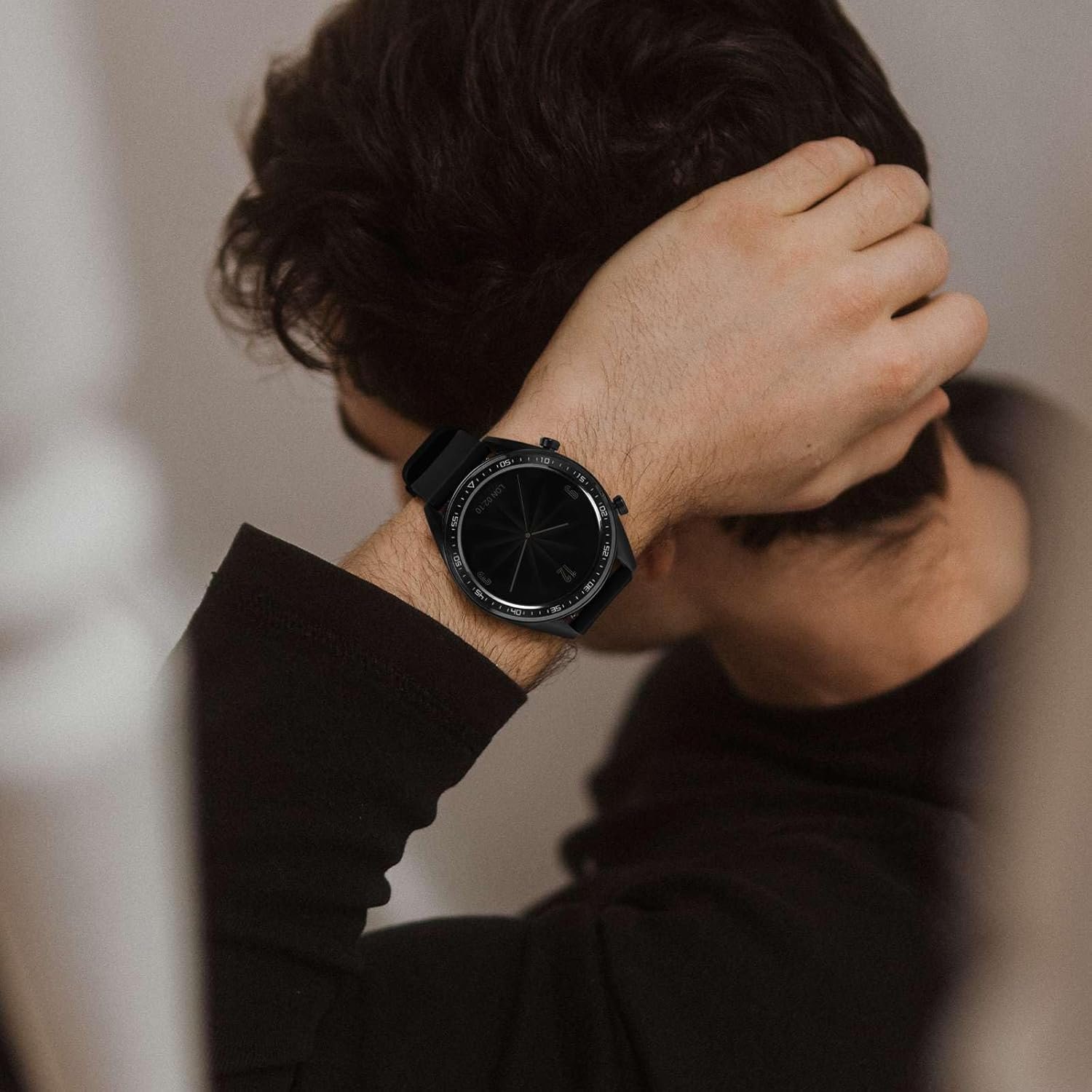 WOCCI 20mm Silicone Watch Band, Quick Release Rubber Replacement Strap with Black Stainless Steel Buckle (Black) - Image 3